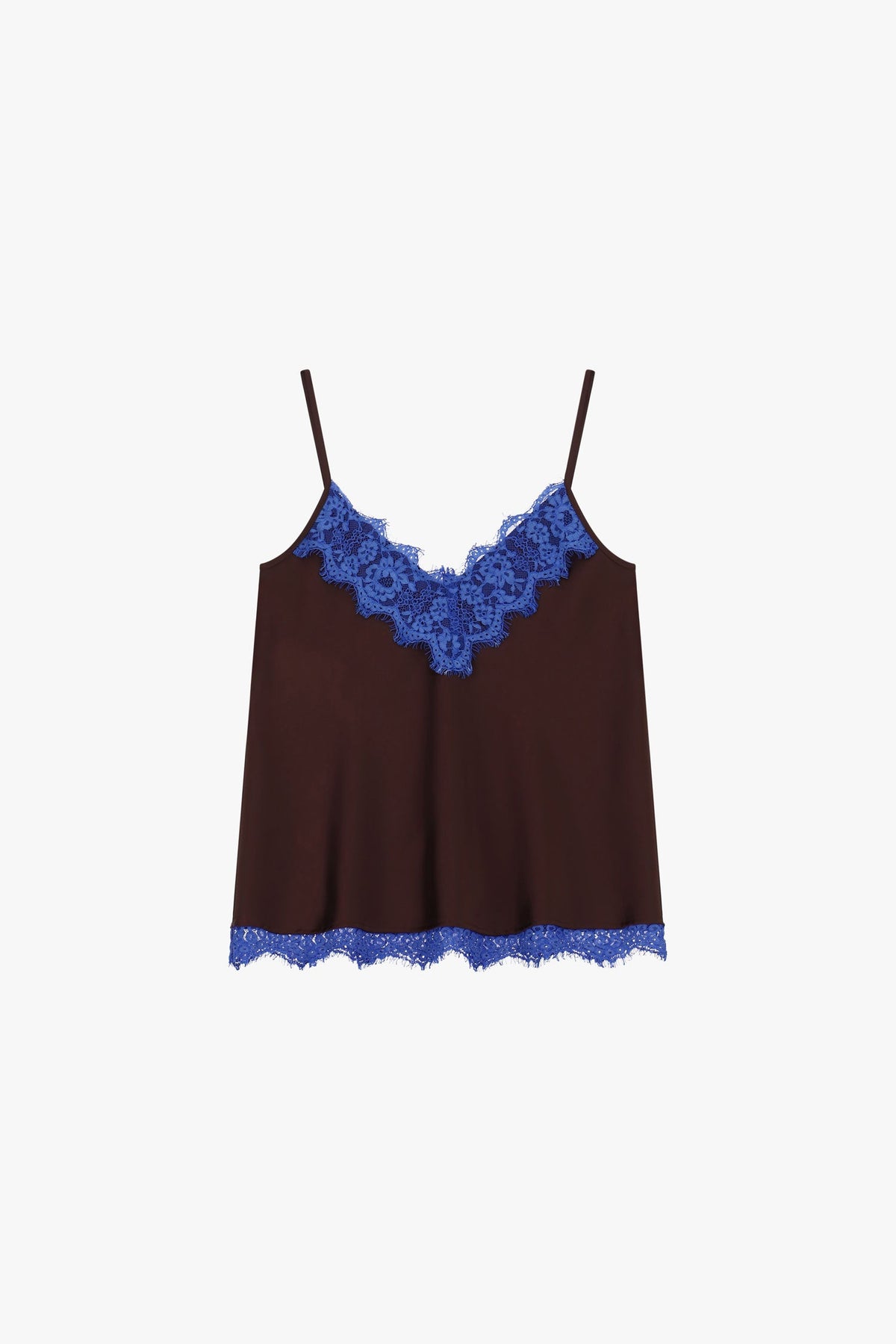 Top con spalline sottili e inserti in pizzo PLUM NOIR