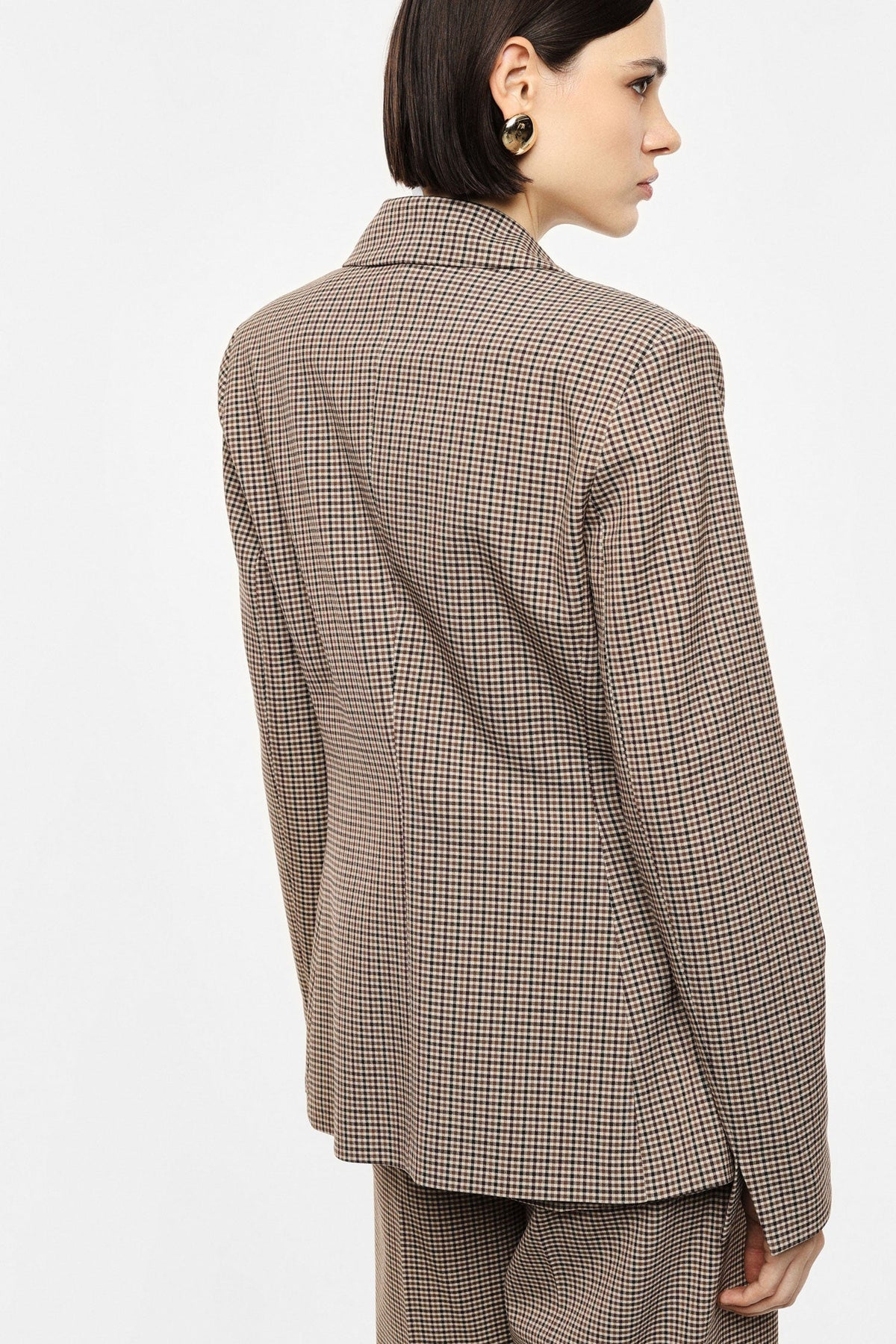 Blazer a quadri con chiusura a due bottoni CAMMELLO/BORDEAUX - IR
