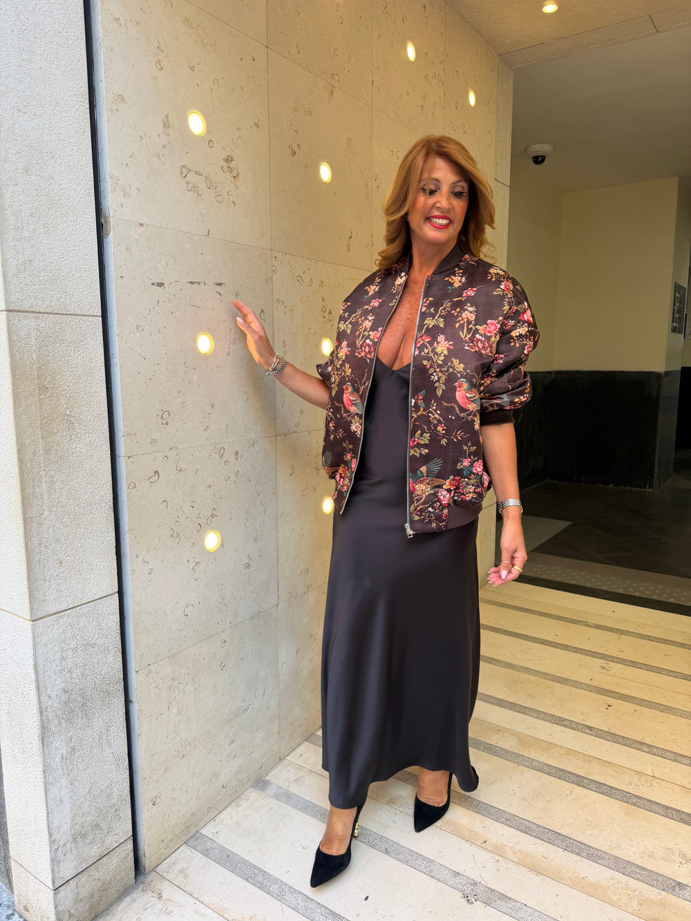Bomber oversize con stampa floreale e uccelli Imperial
