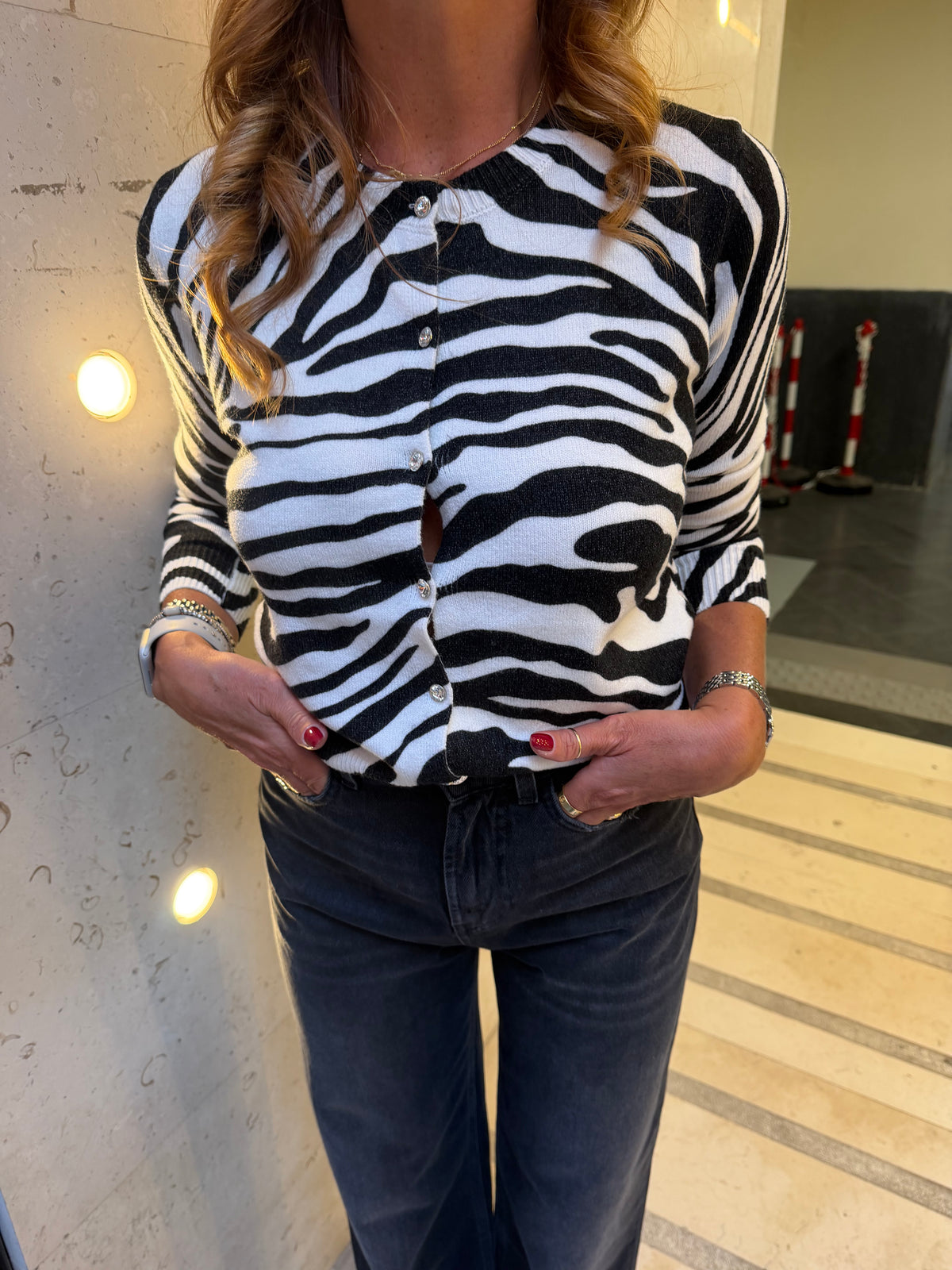 Cardigan zebrato con bottoni Kaos Jeans