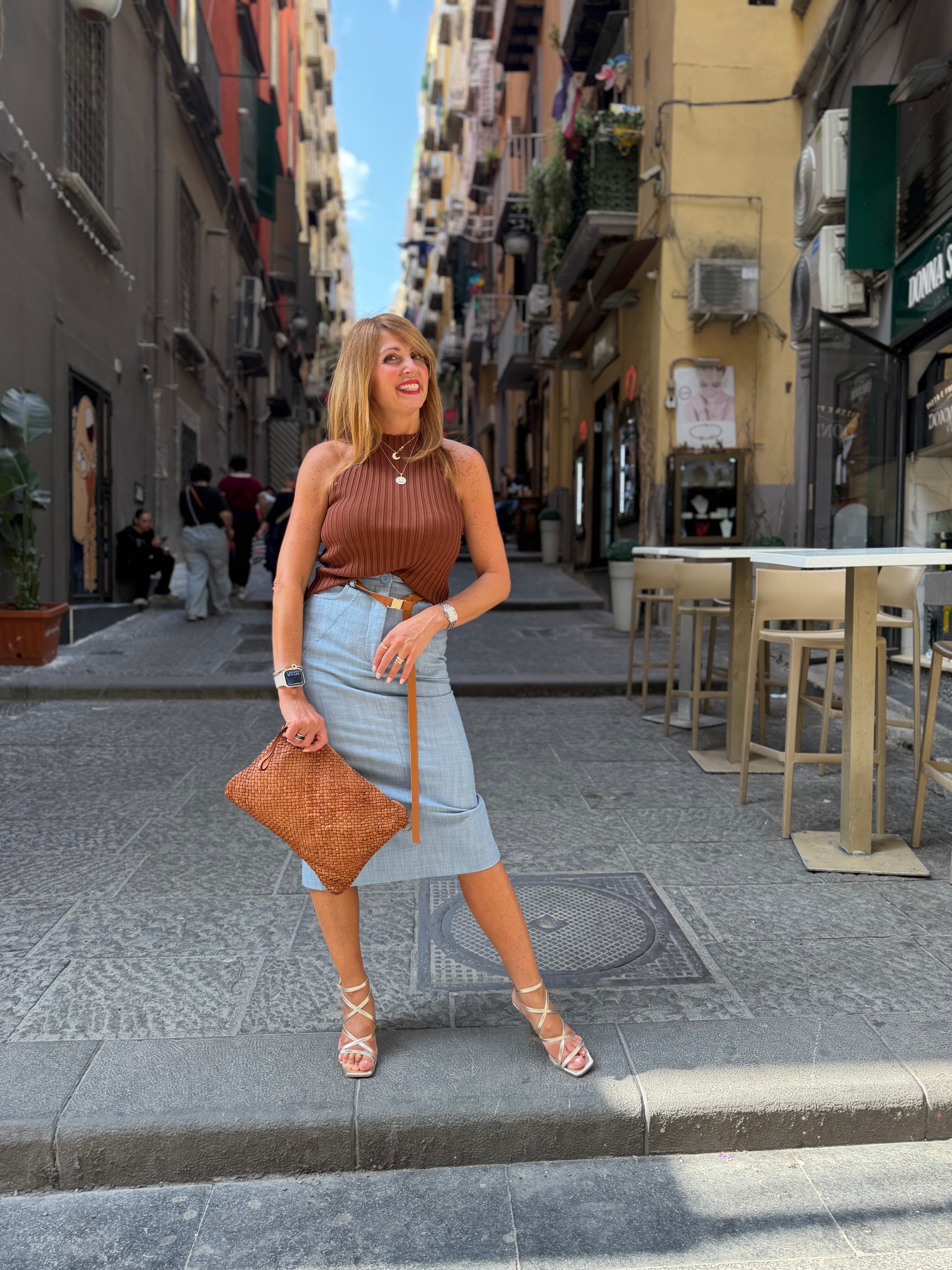 Gonna  tubino con cintura e tasche Imperial