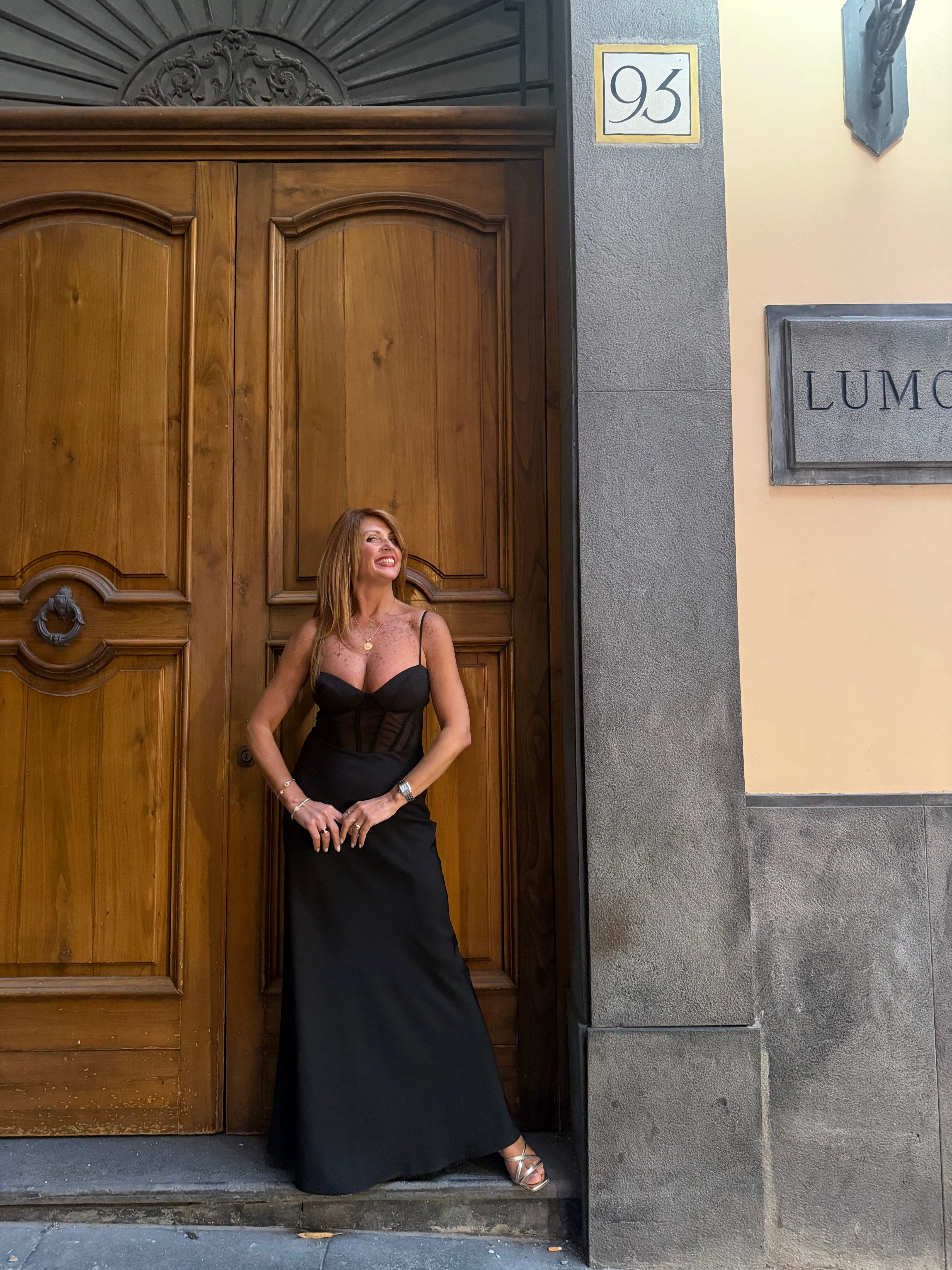 Abito lungo con bustier e spalline sottili Imperial