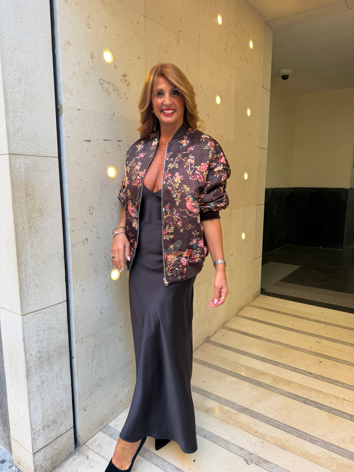 Bomber oversize con stampa floreale e uccelli Imperial