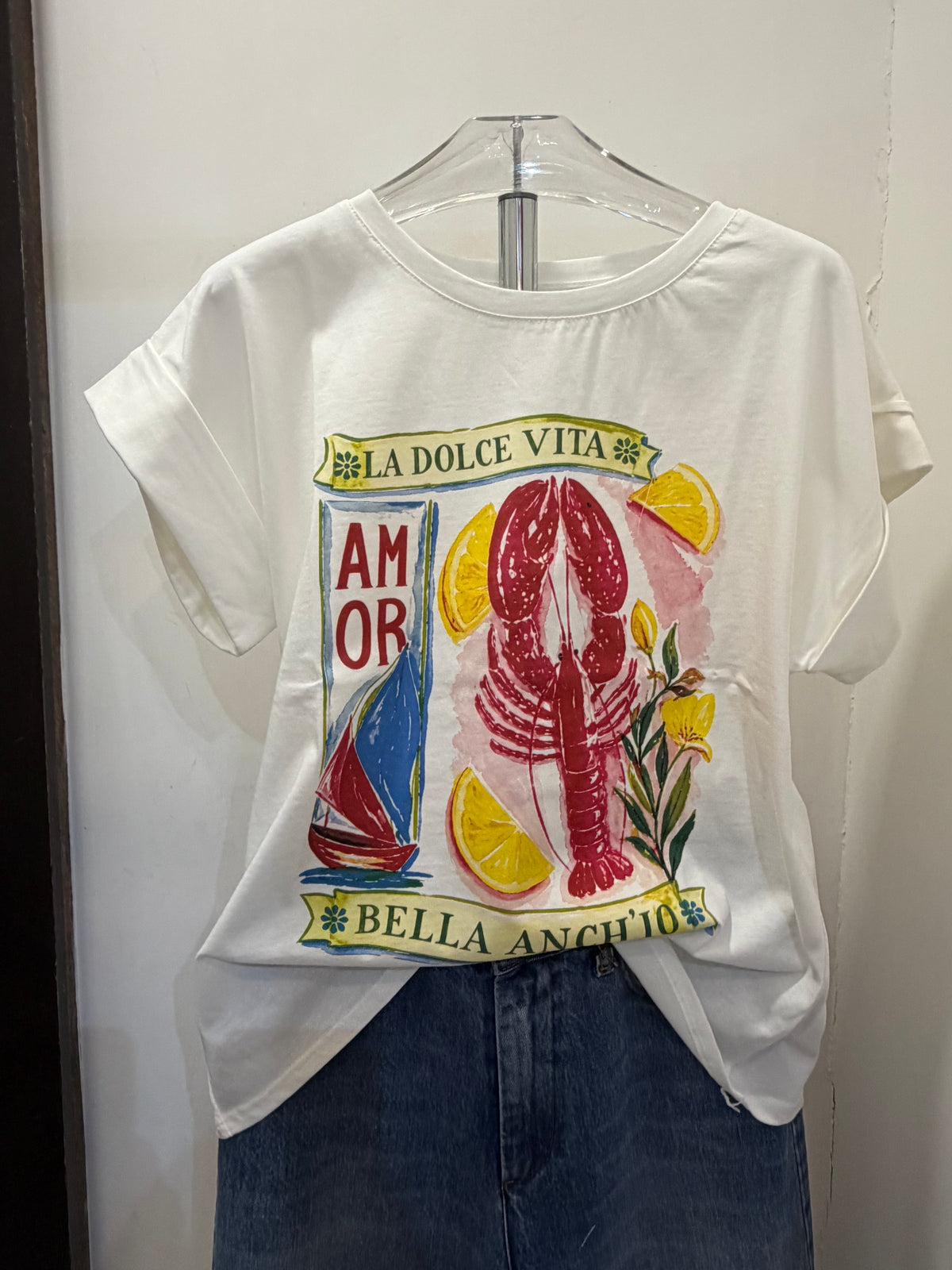 T-shirt con stampa in cotone “La Dolce Vita ” Emisphere