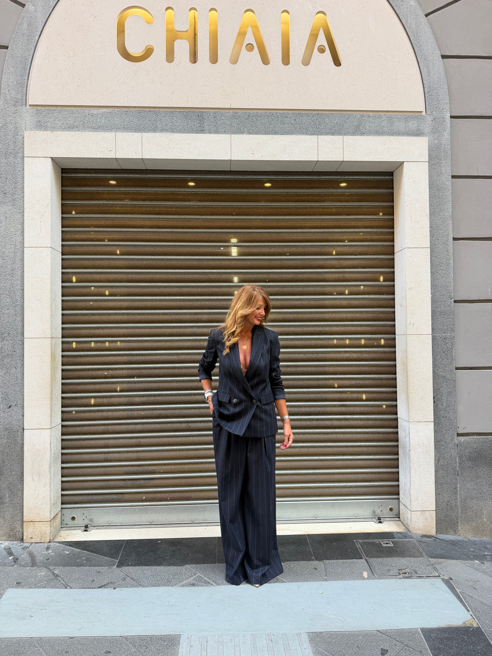 Pantalone gessato palazzo in lana Manila Grace