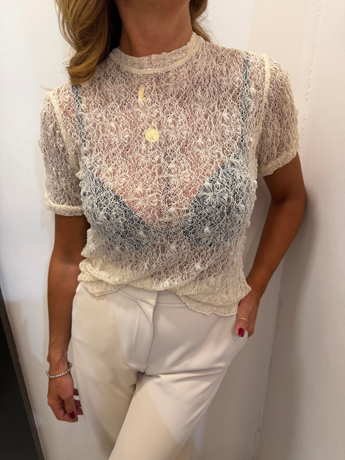 Maglia M/M in pizzo elastico Hanita