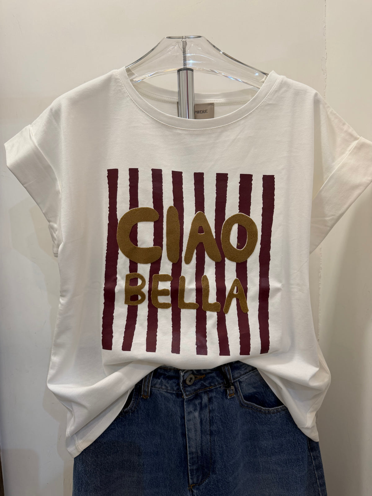 T-shirt con stampa in cotone “Ciao Bella ” Emisphere