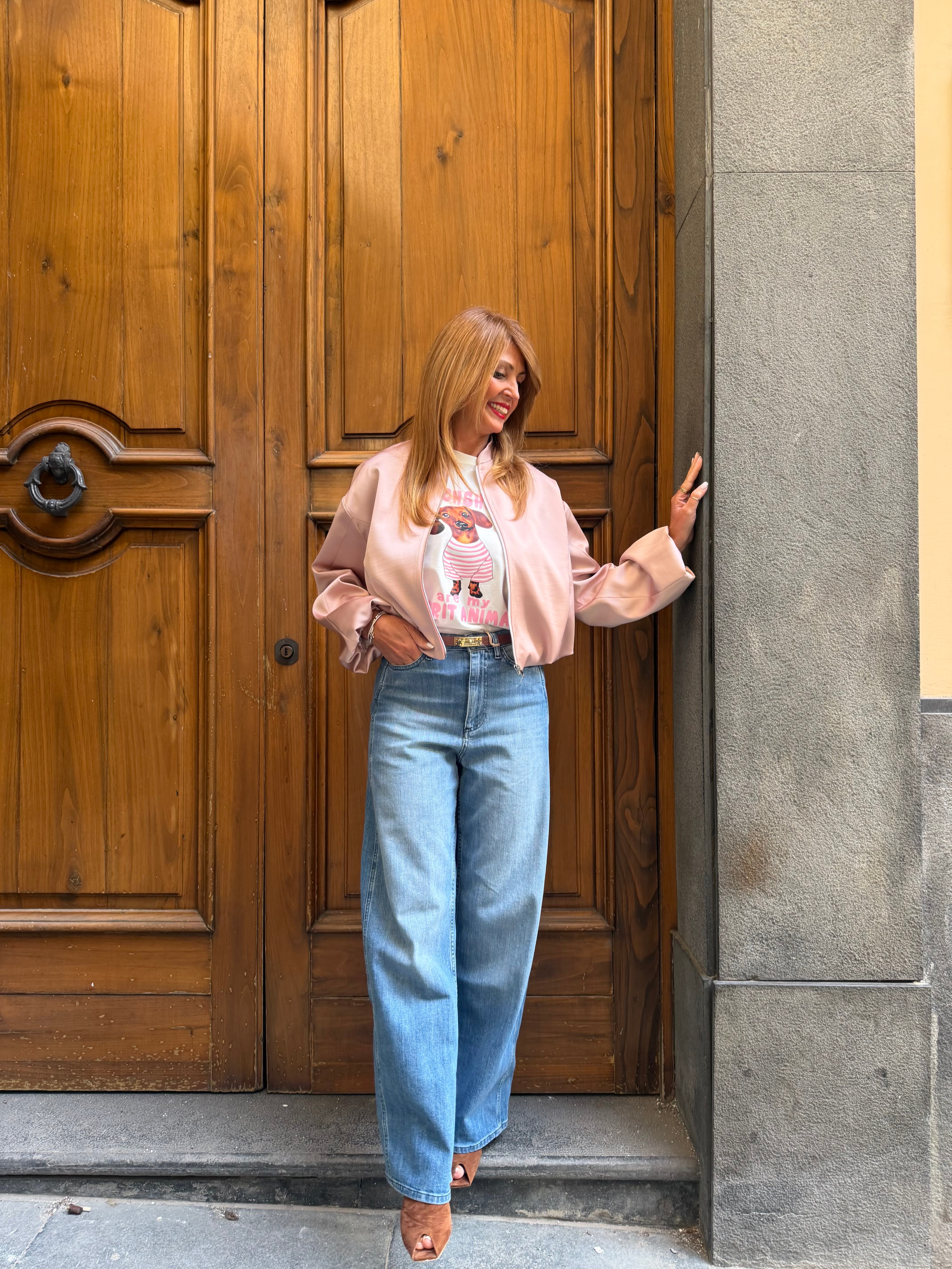 Bomber corto con maniche voluminose zip frontale Imperial