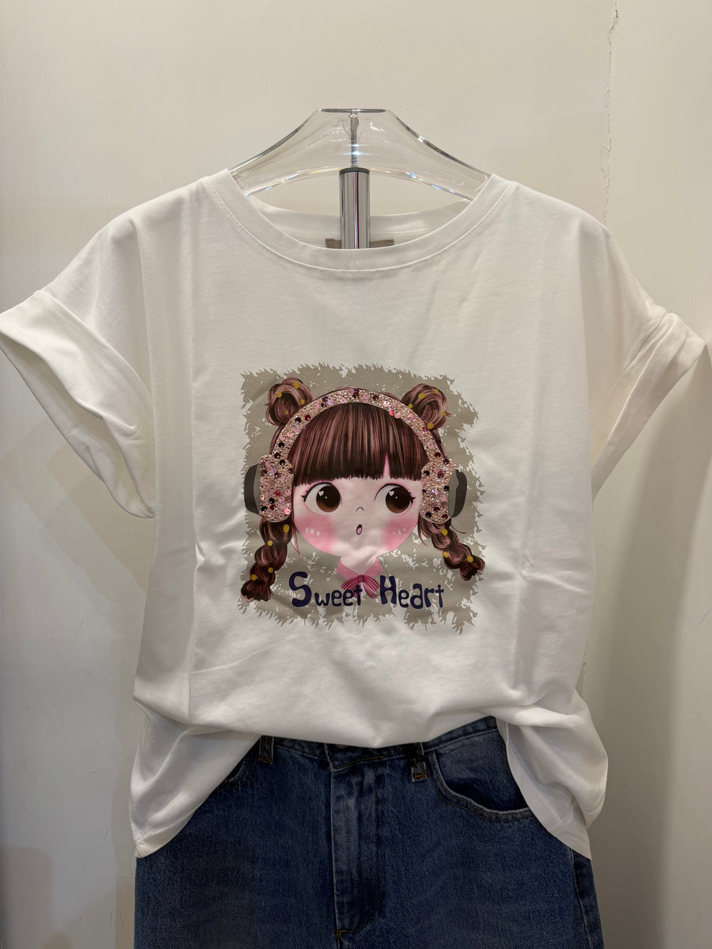 T-shirt con stampa in cotone “Bambola Music Sweer Heart” Emisphere