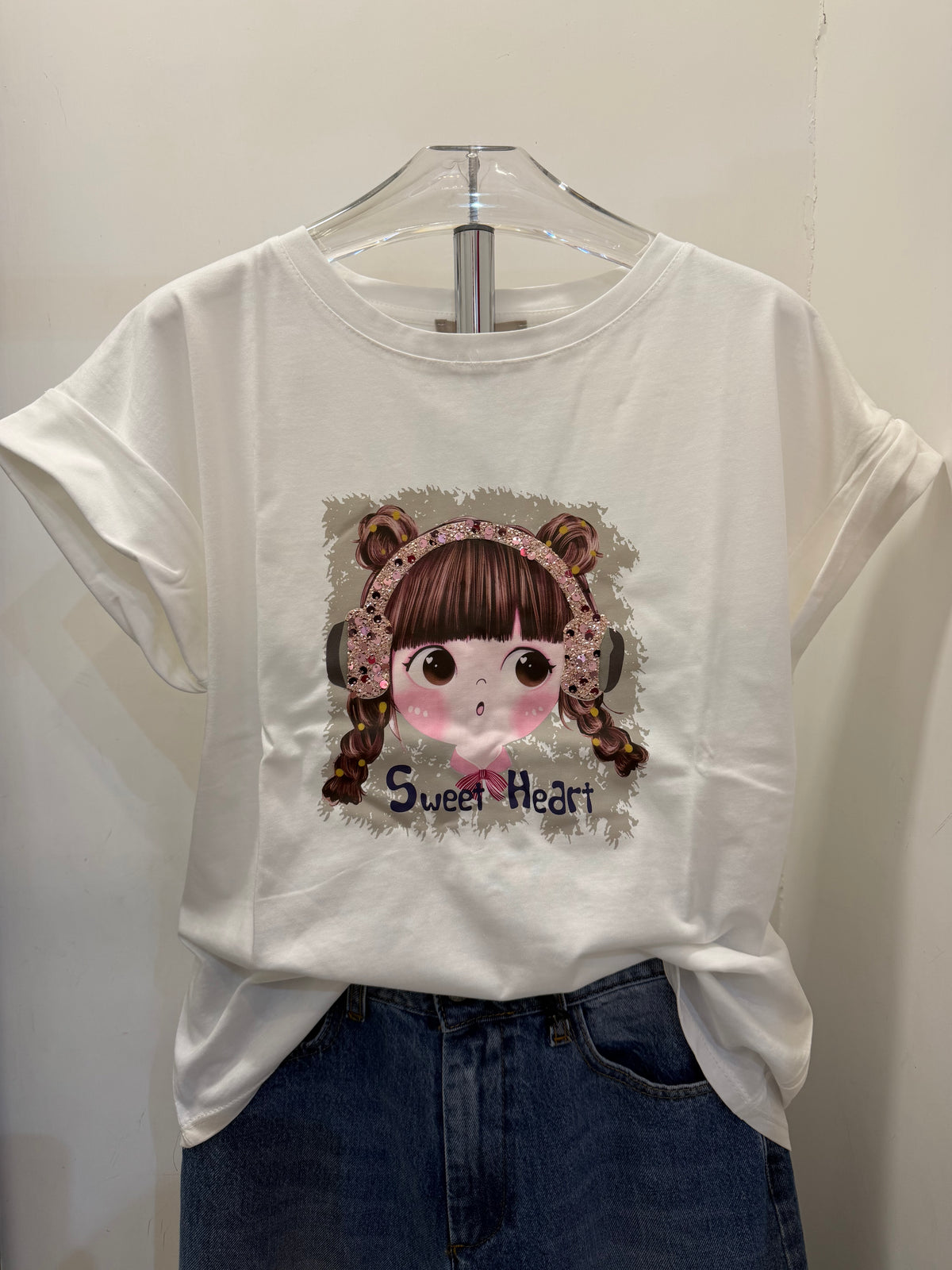 T-shirt con stampa in cotone “Bambola Music Sweer Heart” Emisphere