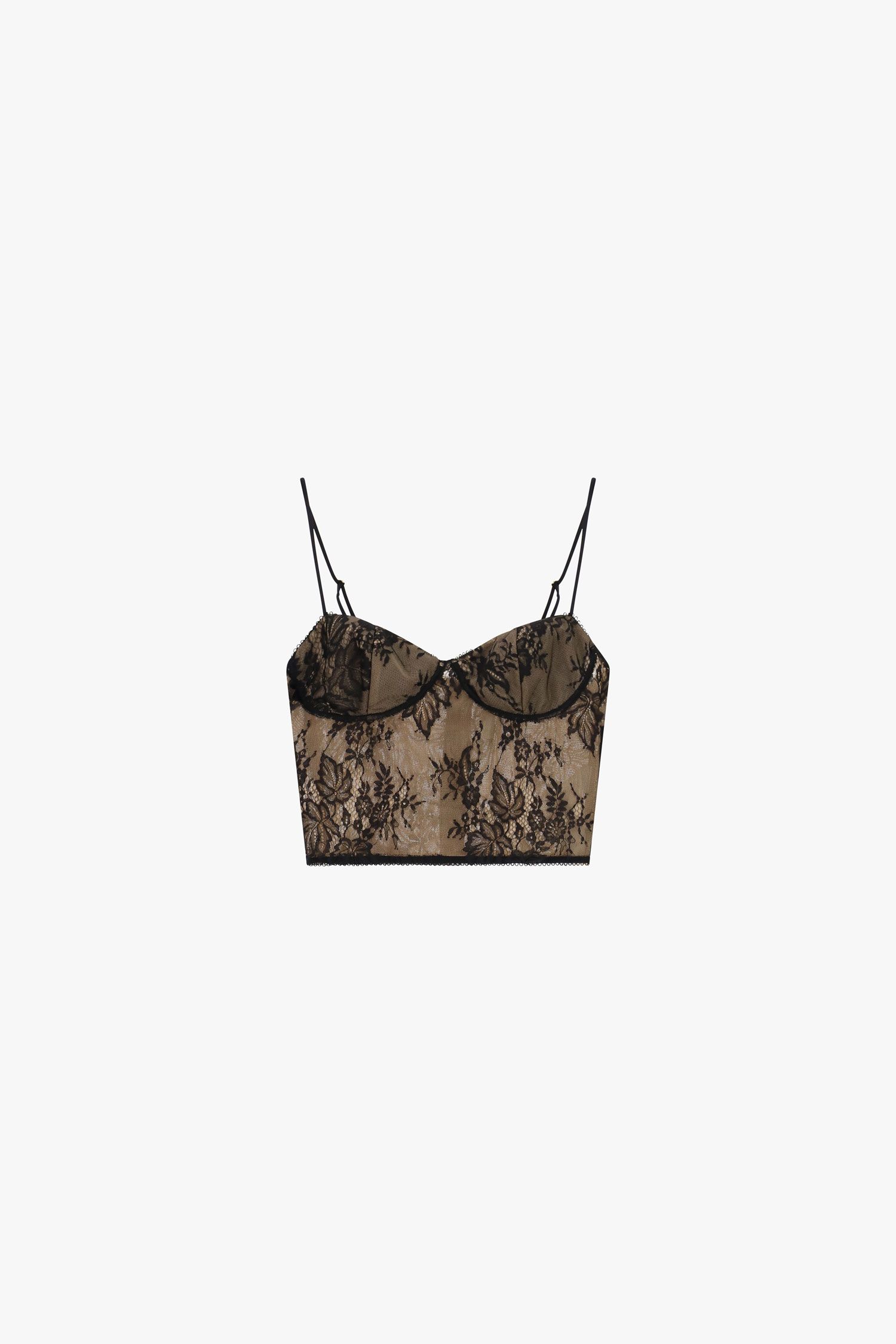 Top cropped con spalline e ricamo floreale Imperial