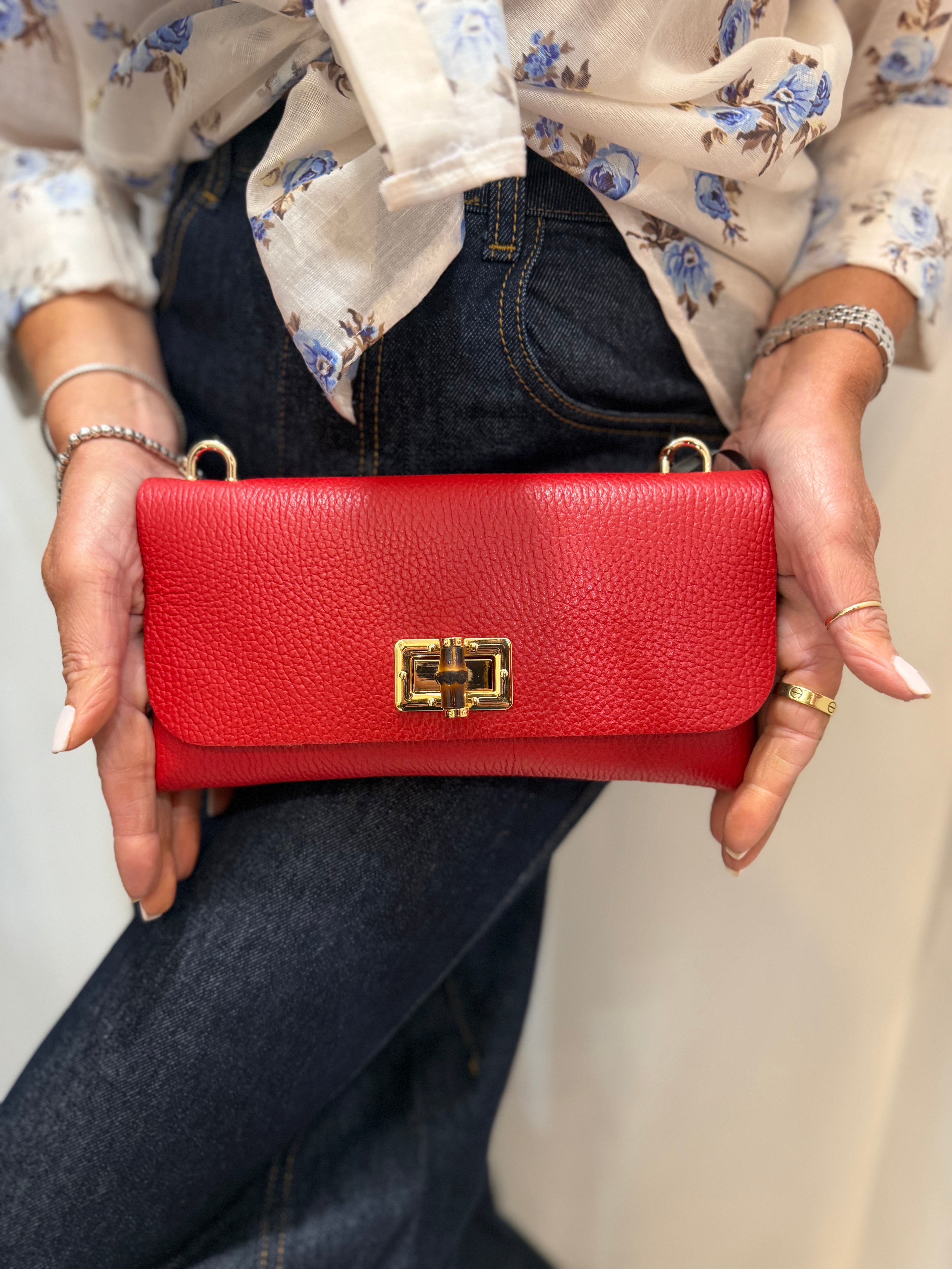 Pochette con chiusura bambu e tracolla Emisphere