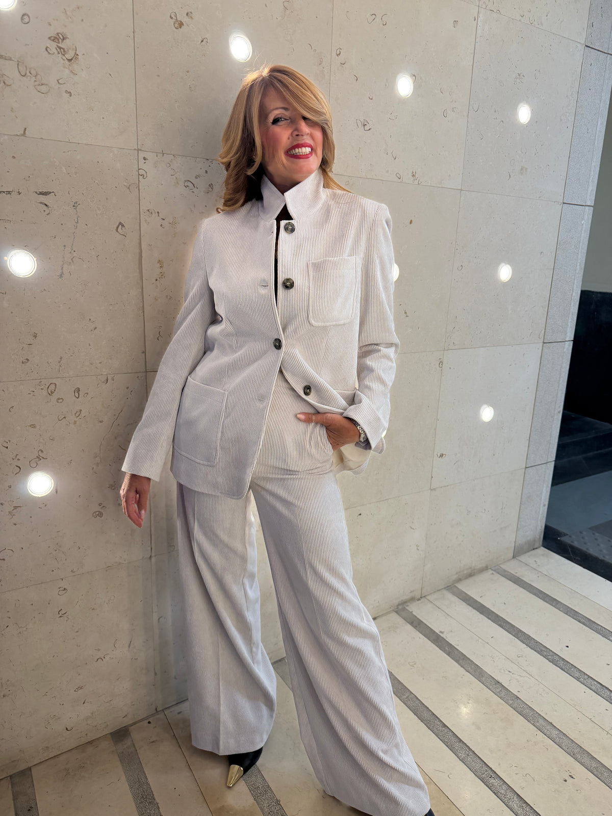 Pantalone palazzo a costine millerighe in velluto MANILA GRACE