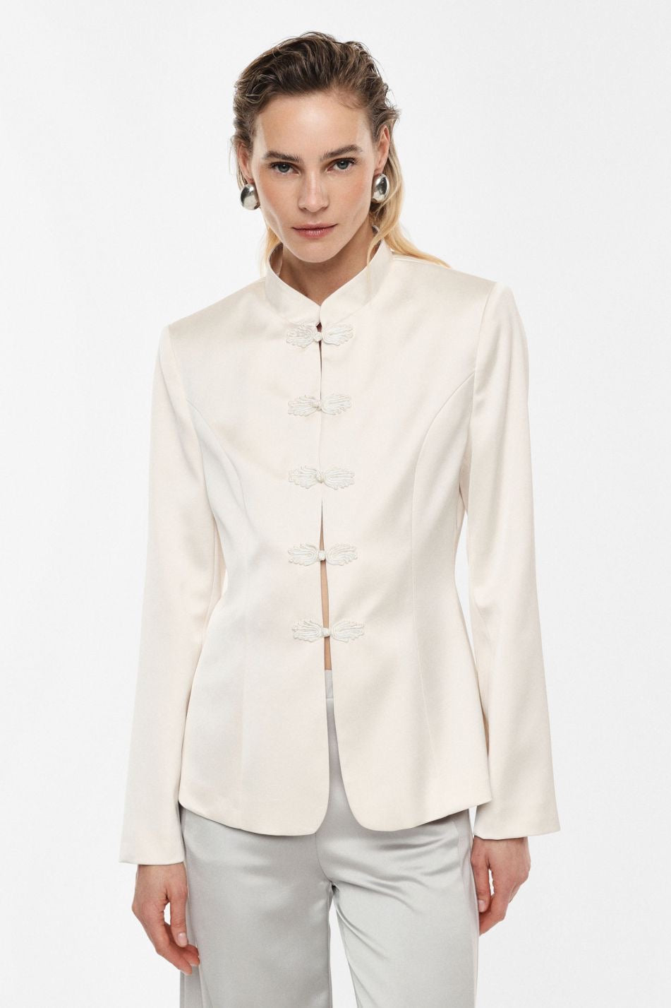 Blazer monopetto collo alla coreana chiusura alamari Imperial