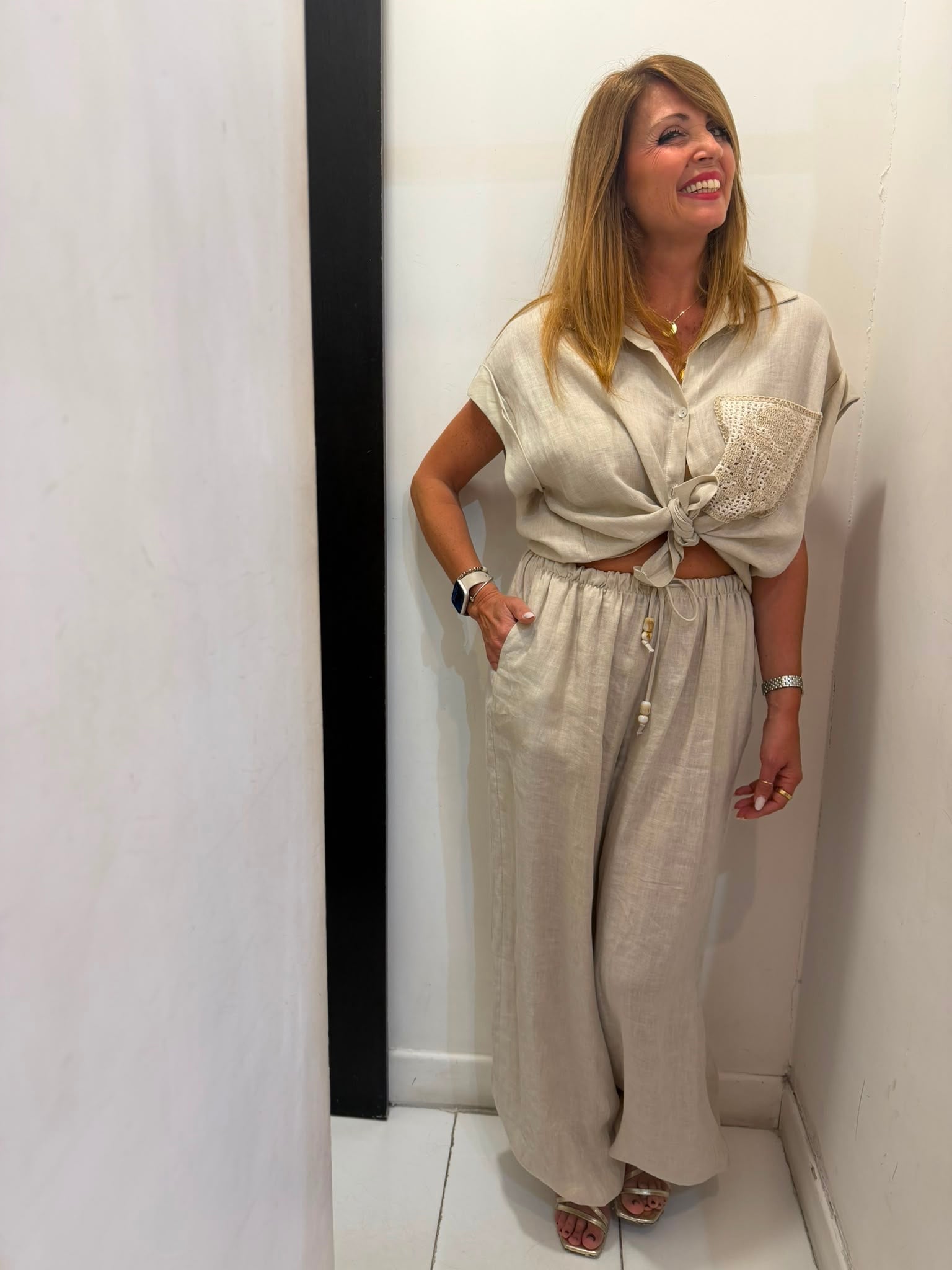 Pantalone in lino con coulisse Emisphere