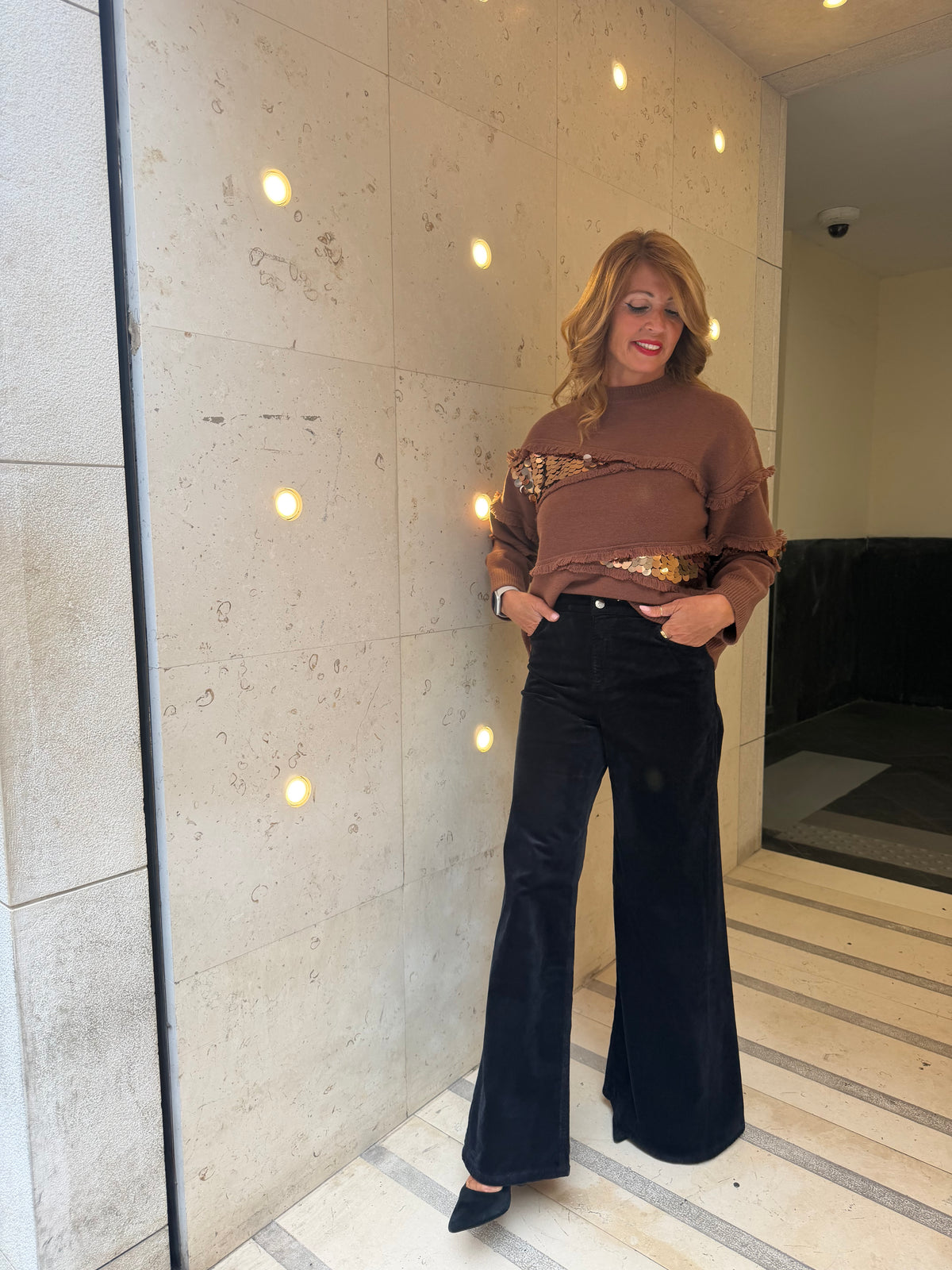 Pantalone a palazzo a costine in velluto Kaos Jeans