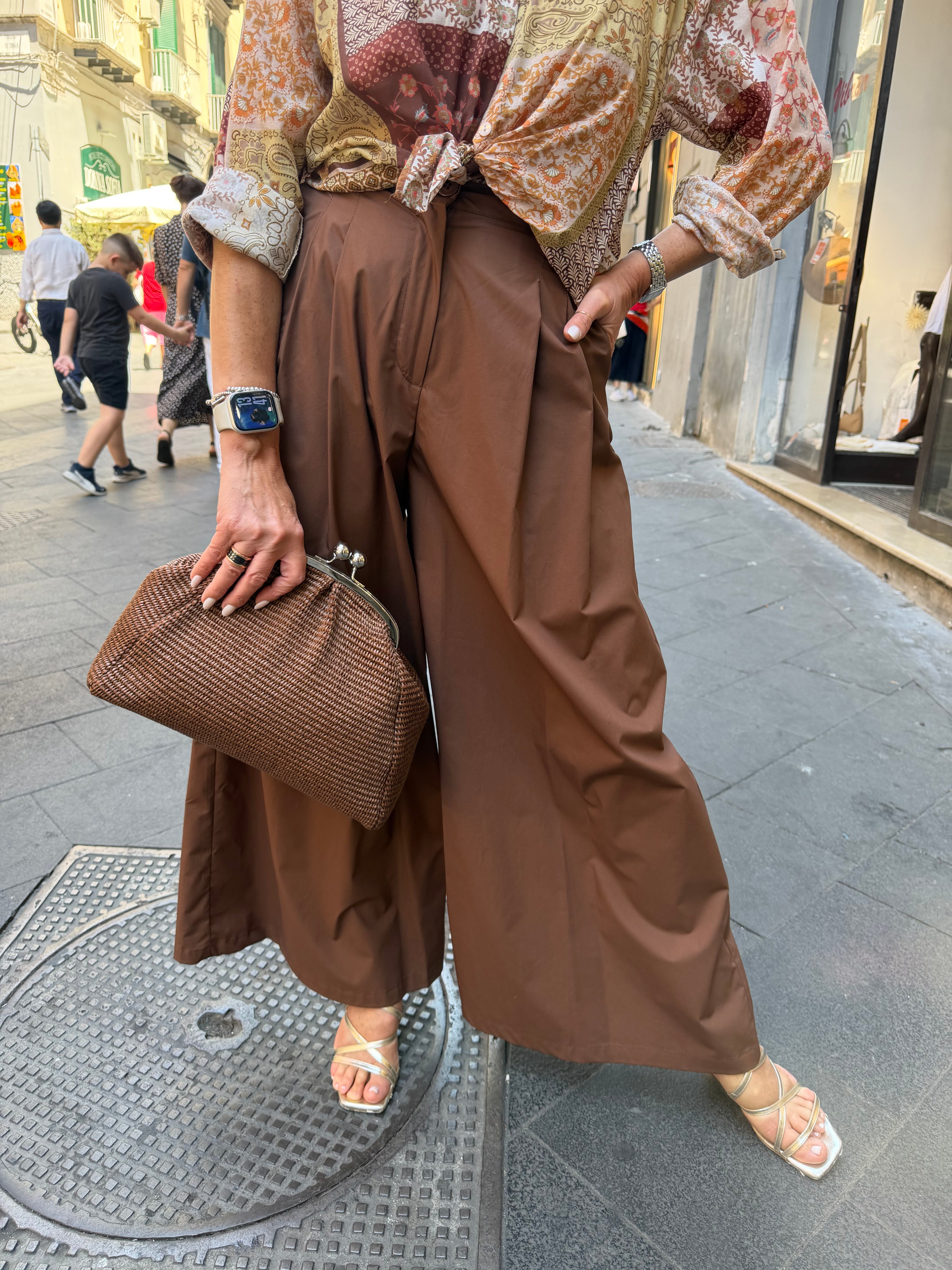 Pantaloni palazzo con pinces in cotone Imperial