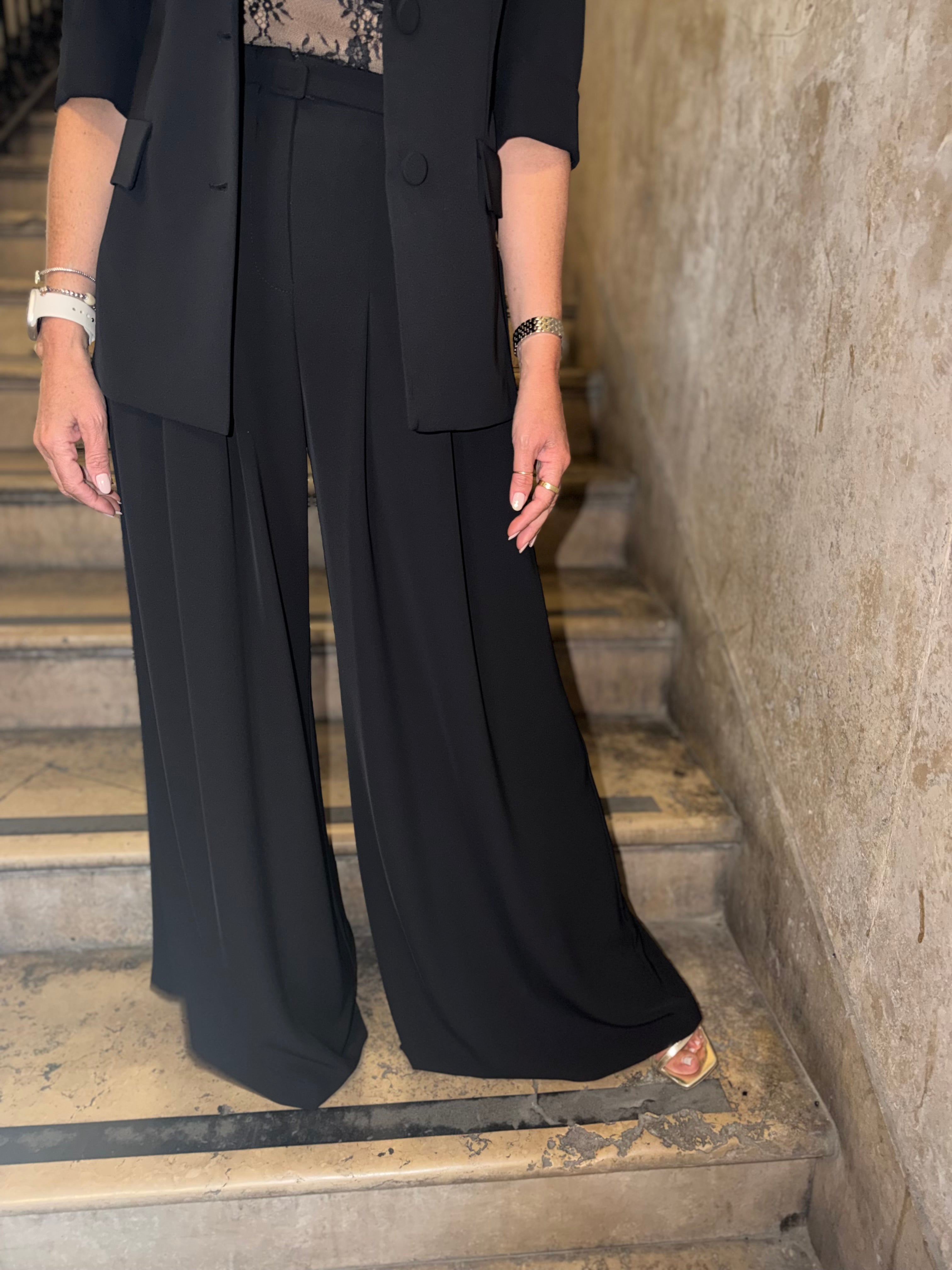 Pantaloni palazzo ampi vita alta con cintura Imperial