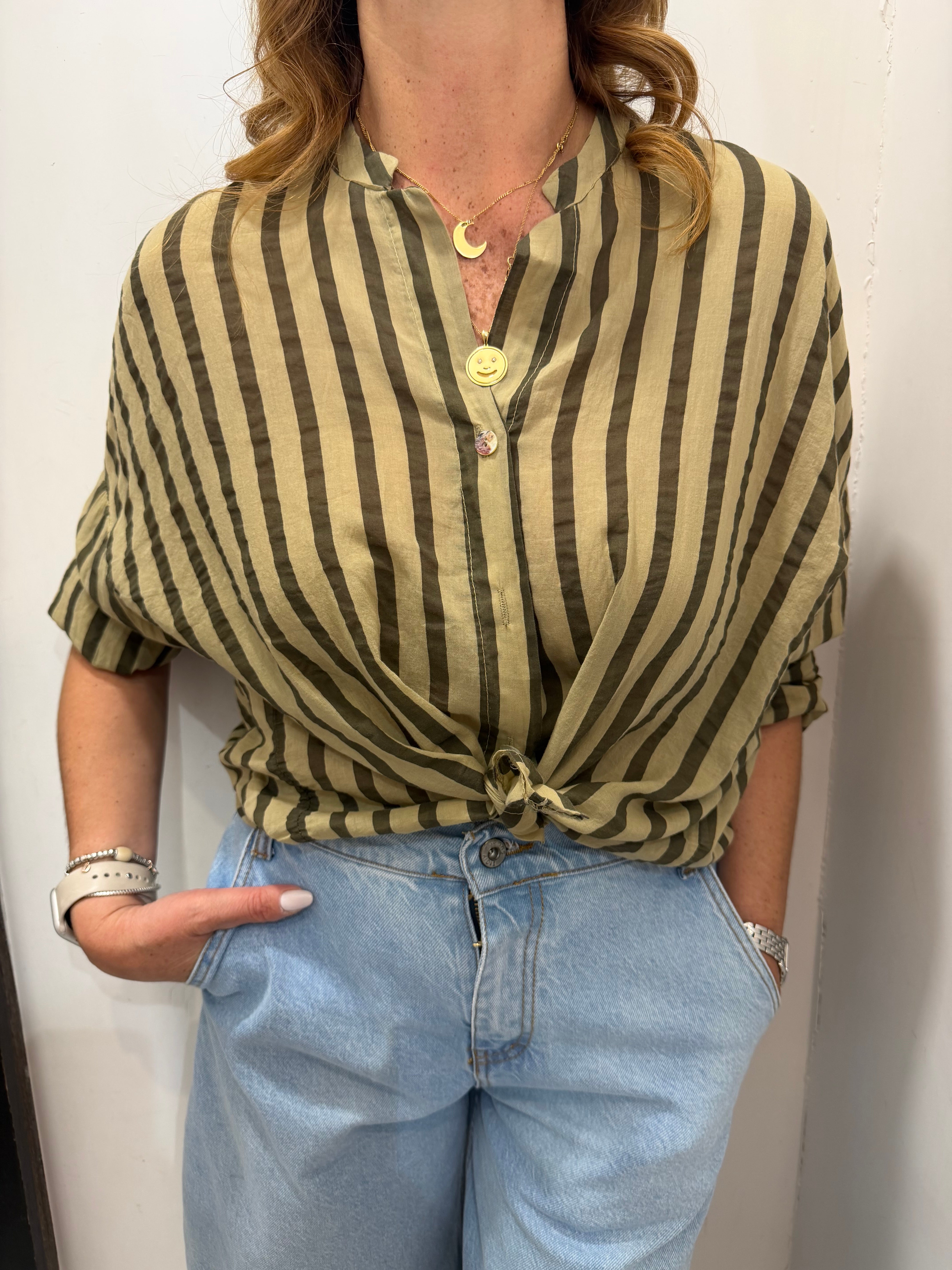 Camicia rigata in mussola Emisphere ￼