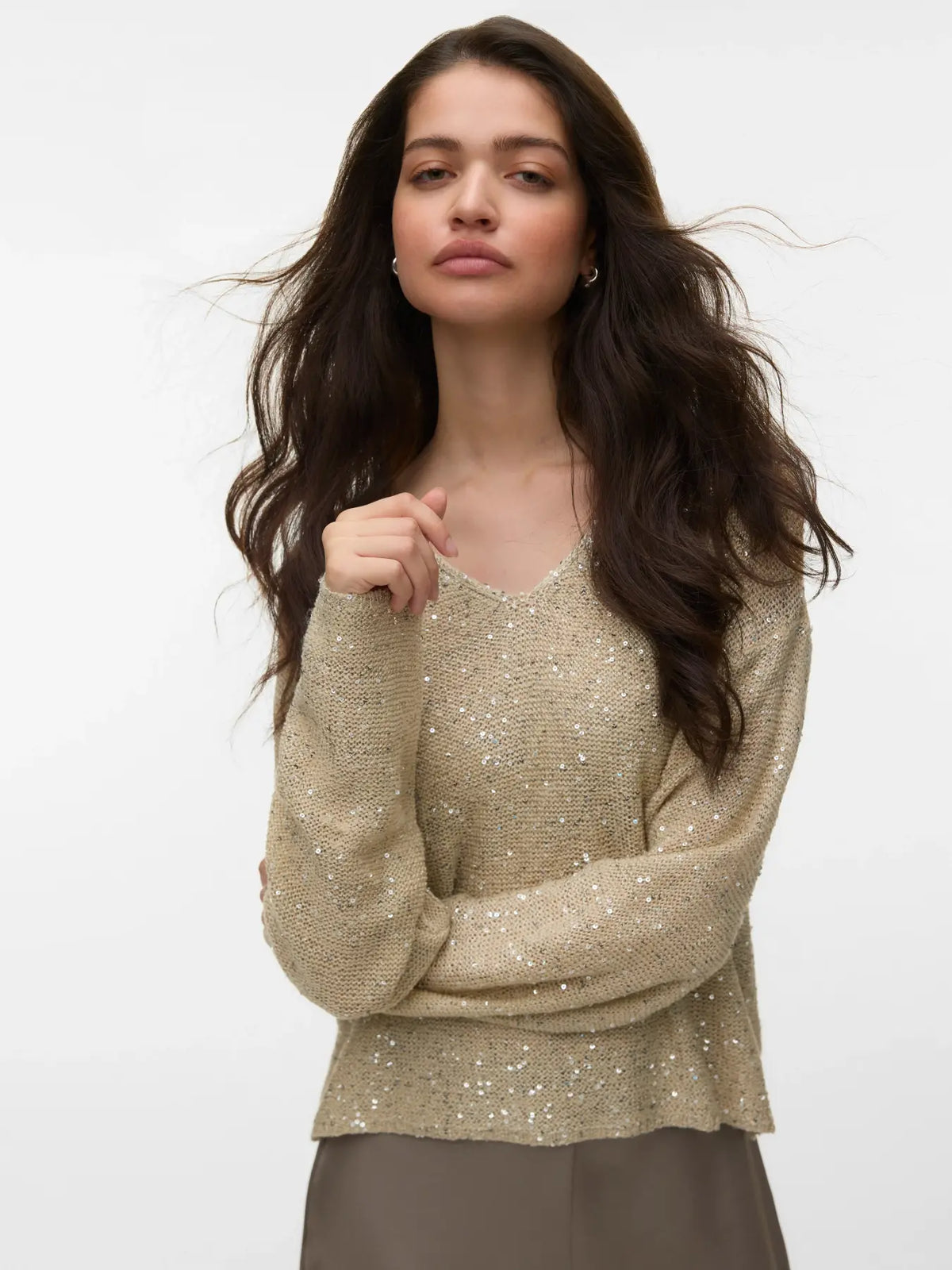 Maglia scollo a V in con paillettes Vero Moda