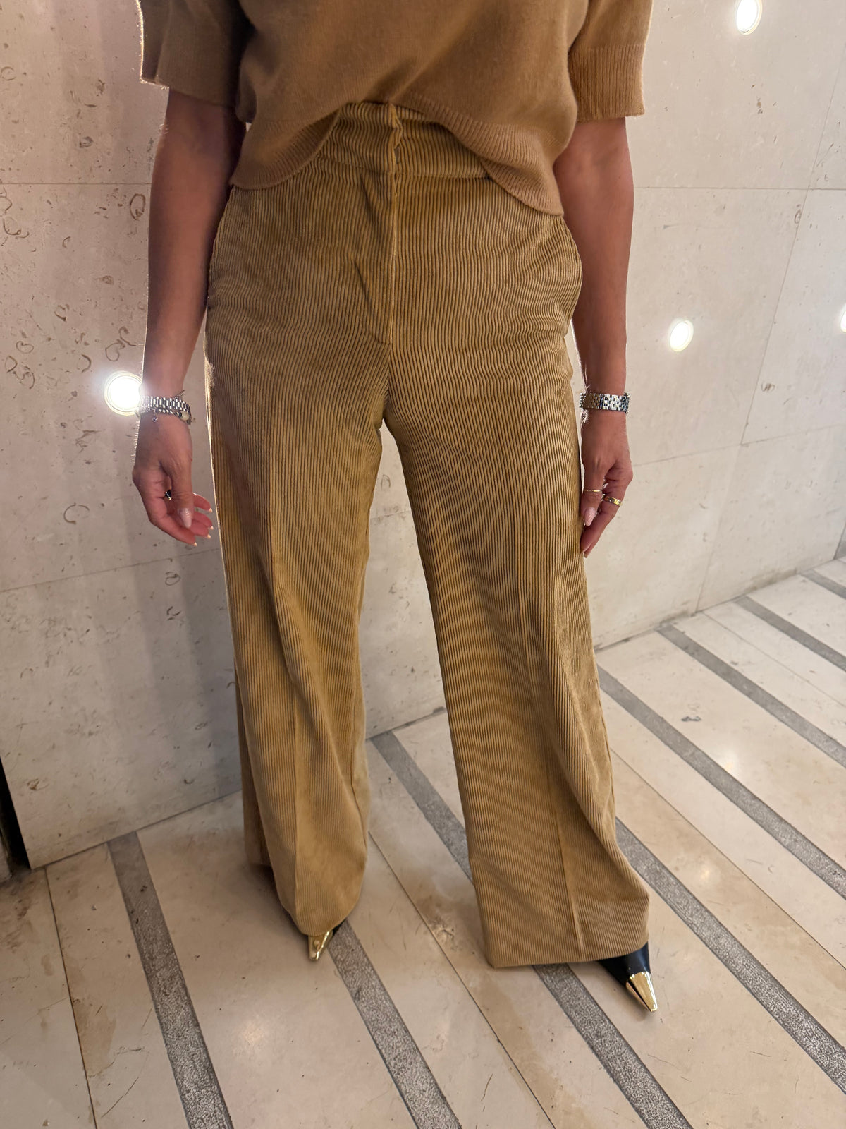 Pantalone palazzo a costine millerighe in velluto MANILA GRACE
