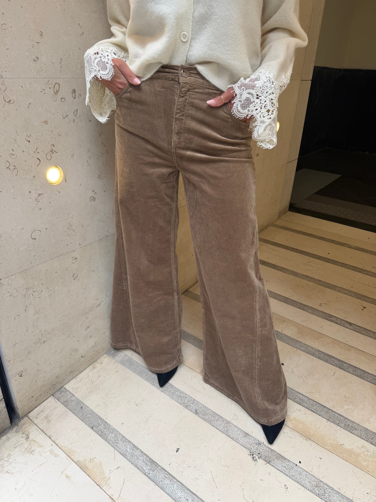 Pantalone a palazzo a costine in velluto Kaos Jeans