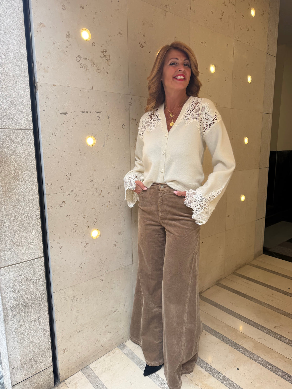 Pantalone a palazzo a costine in velluto Kaos Jeans