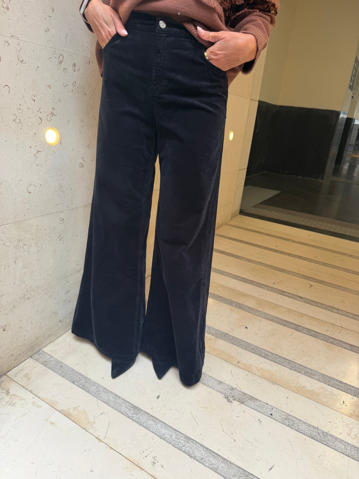 Pantalone a palazzo a costine in velluto Kaos Jeans