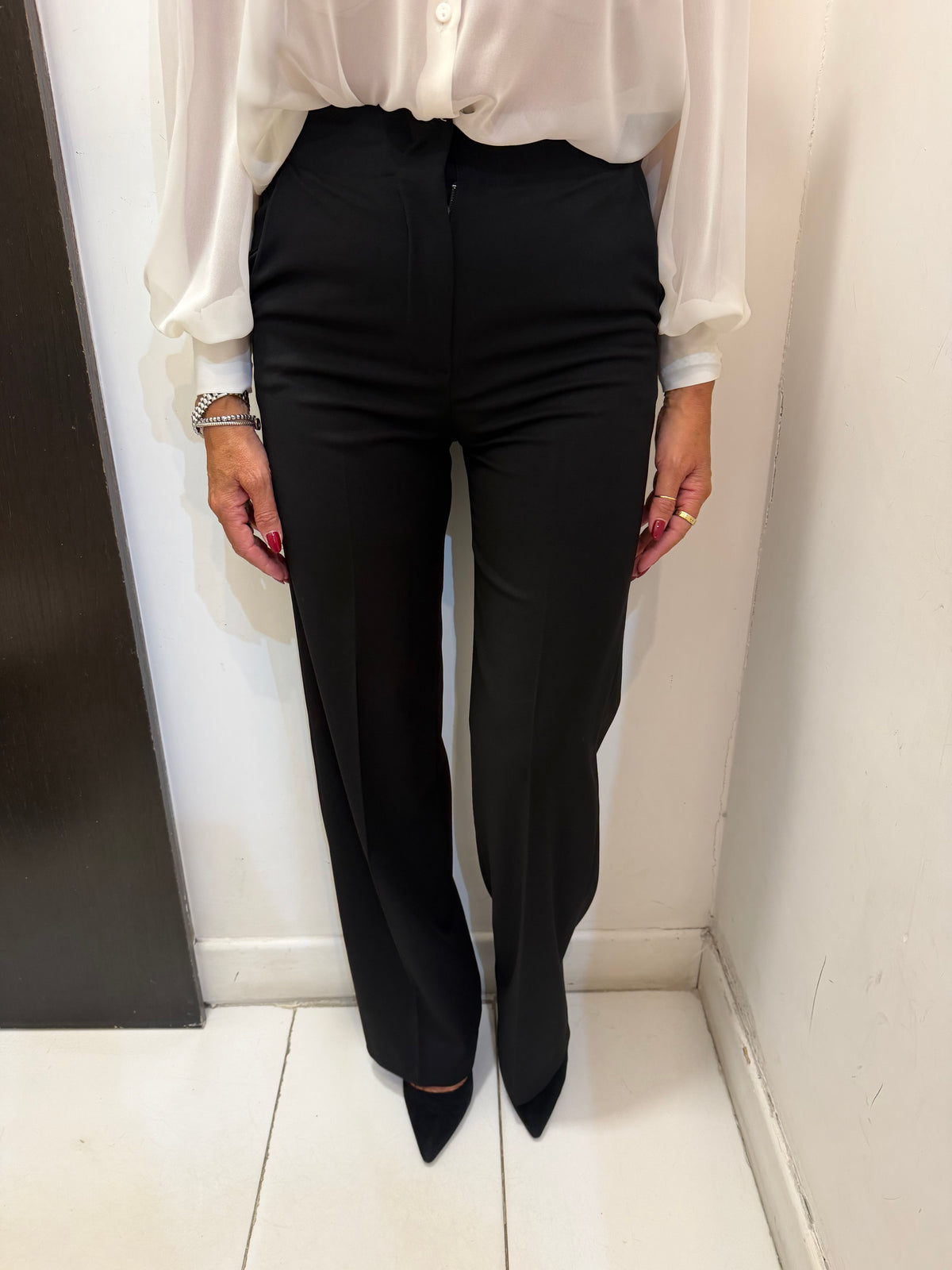 Pantalone palazzo con bustino interno impunturato Hanita