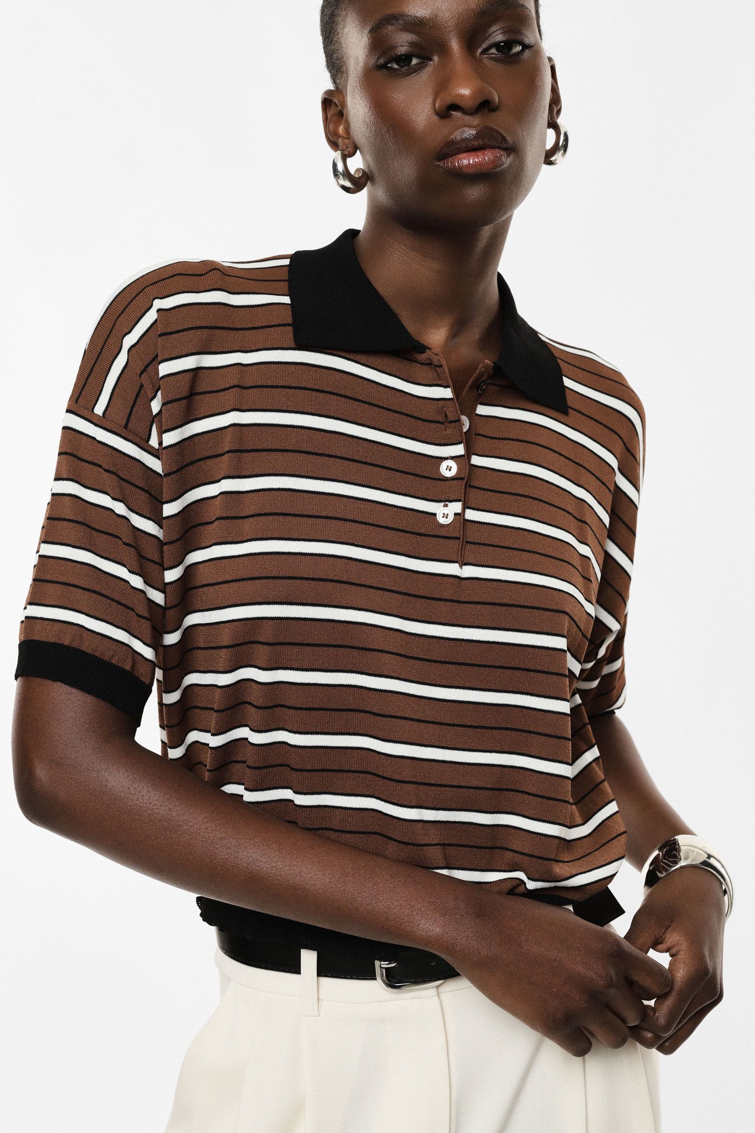 Polo a righe con colletto classico e abbottonatura Imperial