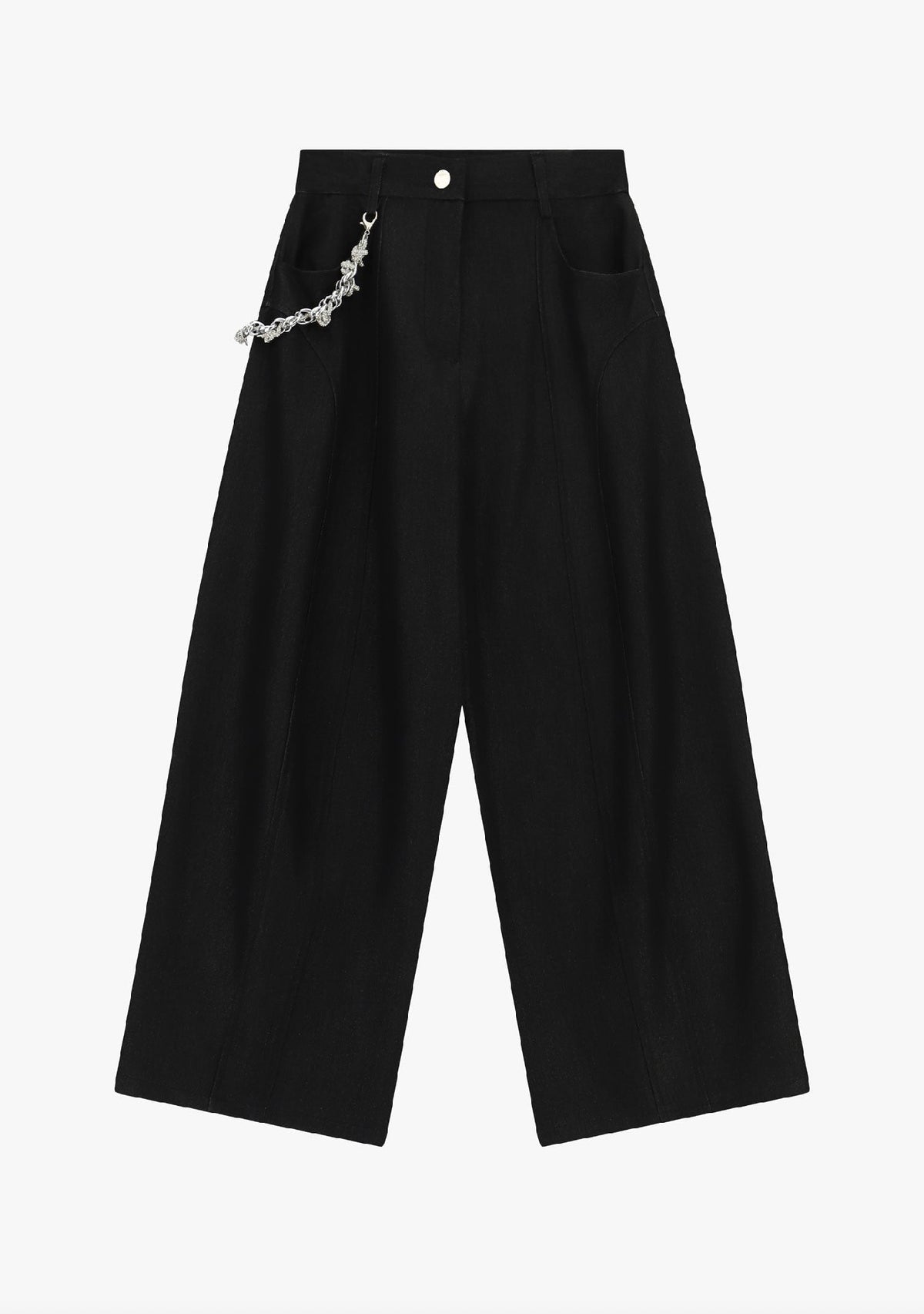 Pantaloni palazzo vita alta con catena decorativa Imperial