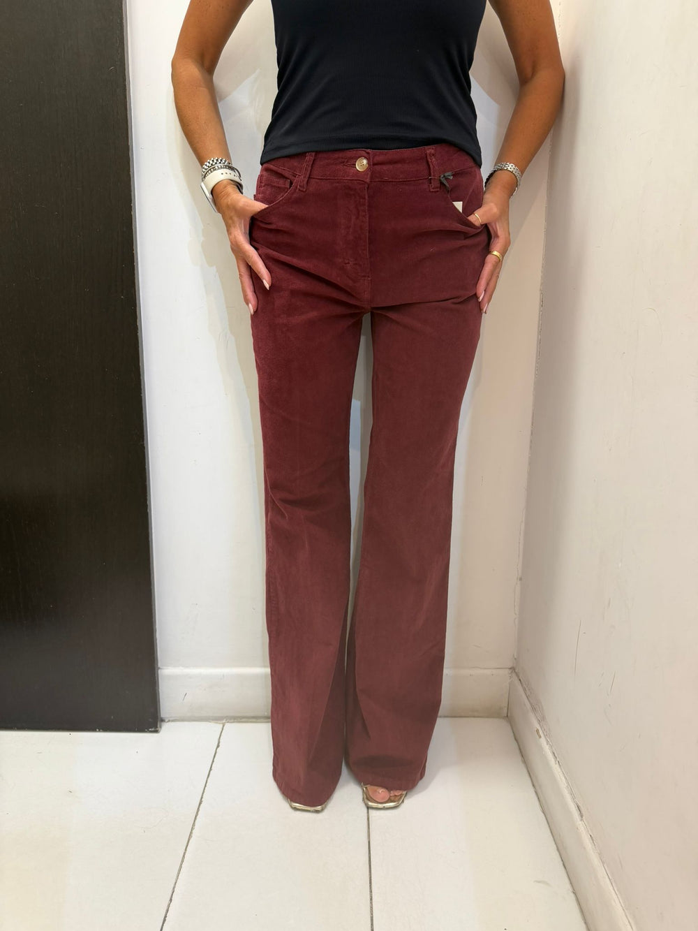 Pantalone Ortensia a costine in velluto Emisphere