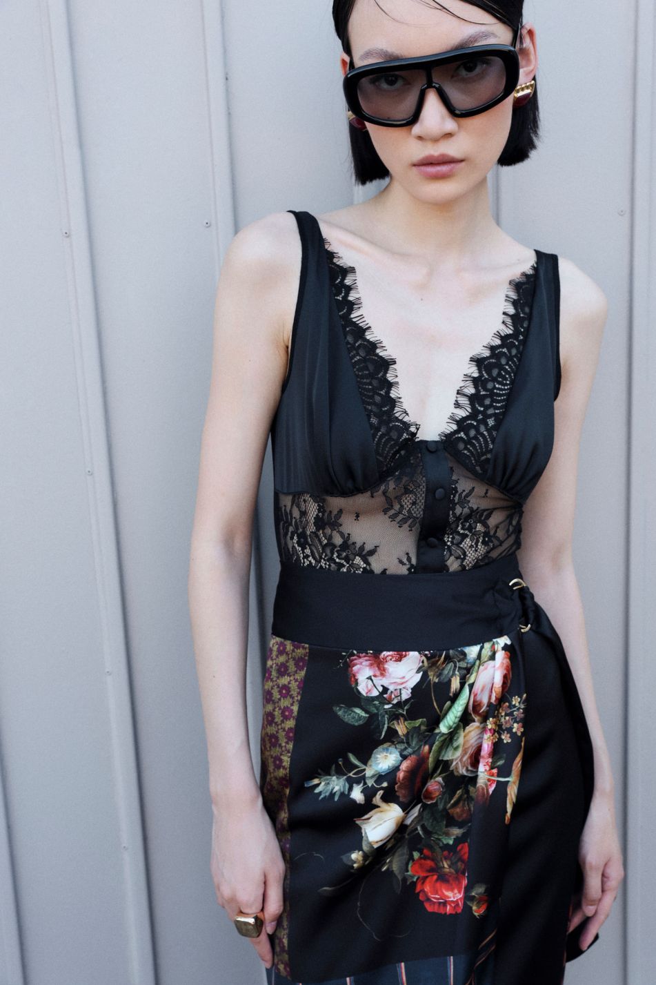 Body con scollo a V e inserti in pizzo Imperial