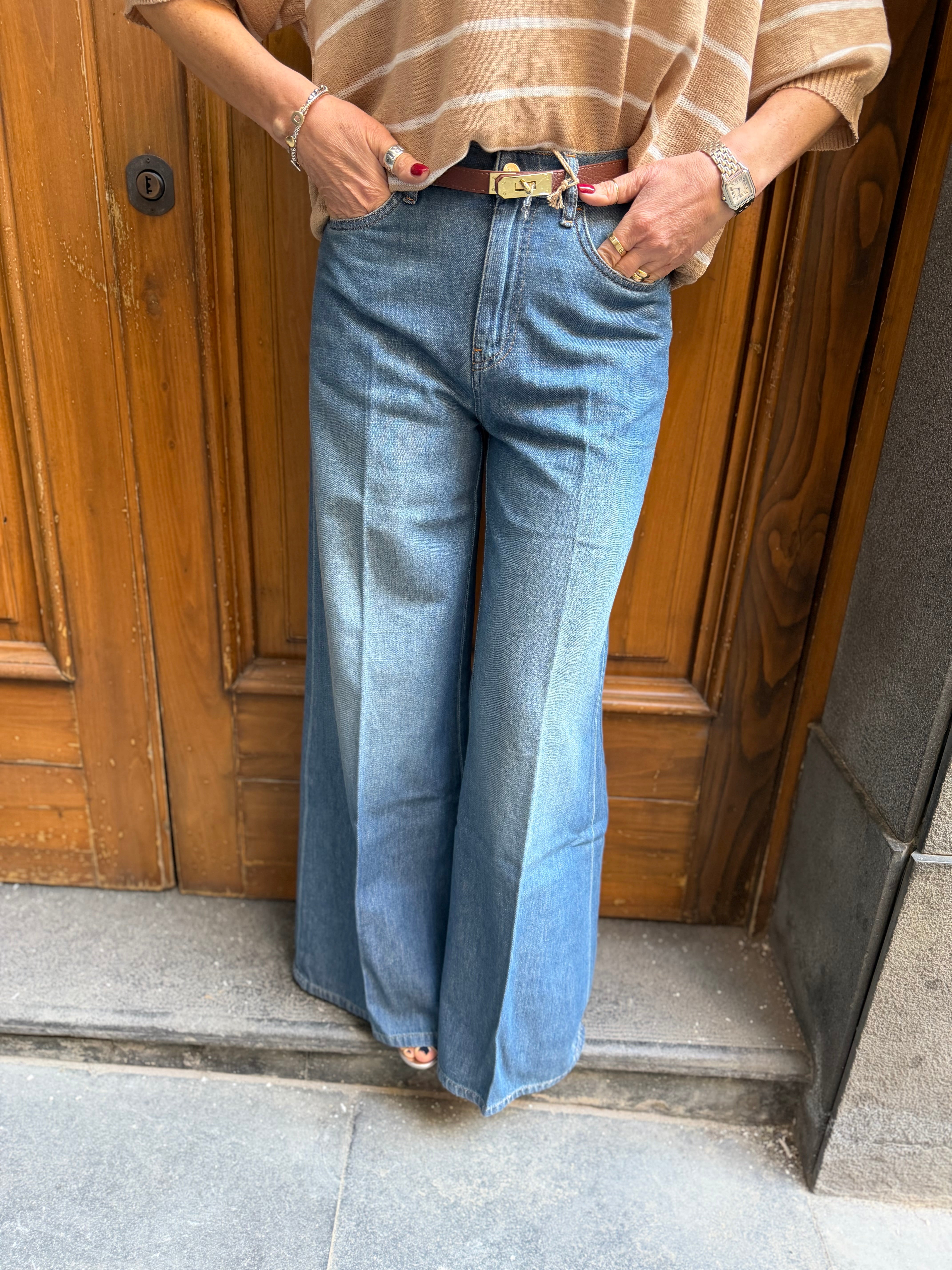 Jeans wide leg vita alta Kaos Denim