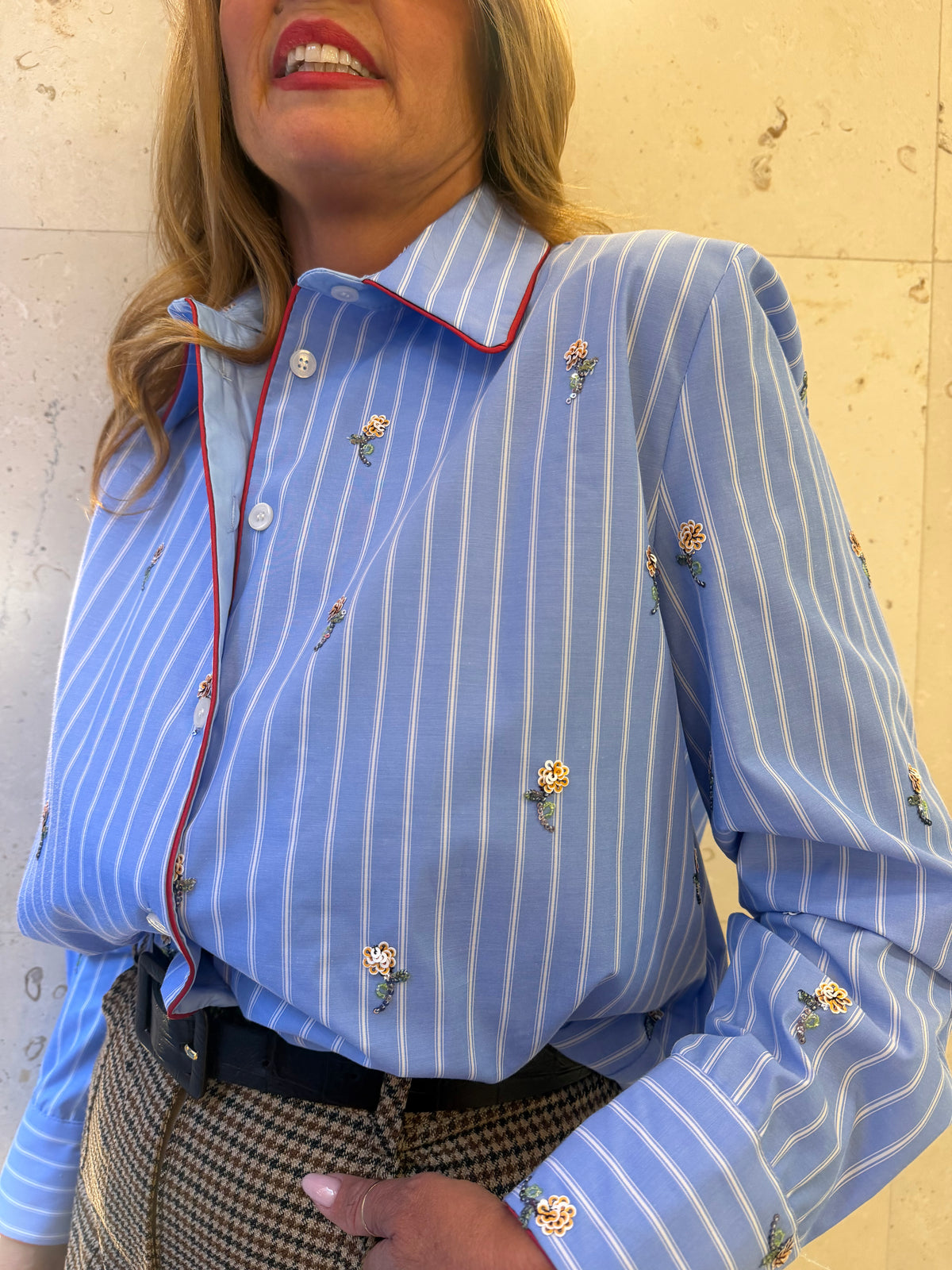 Camicia gessata con applicazioni Imperial