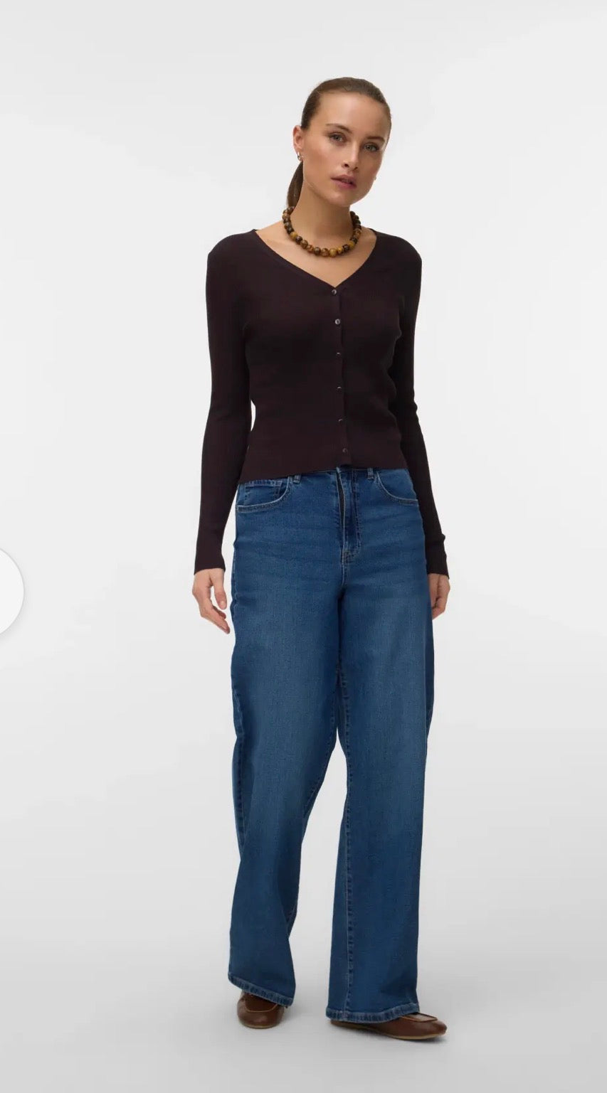 Cardigan a costine scollo a V Vero Moda