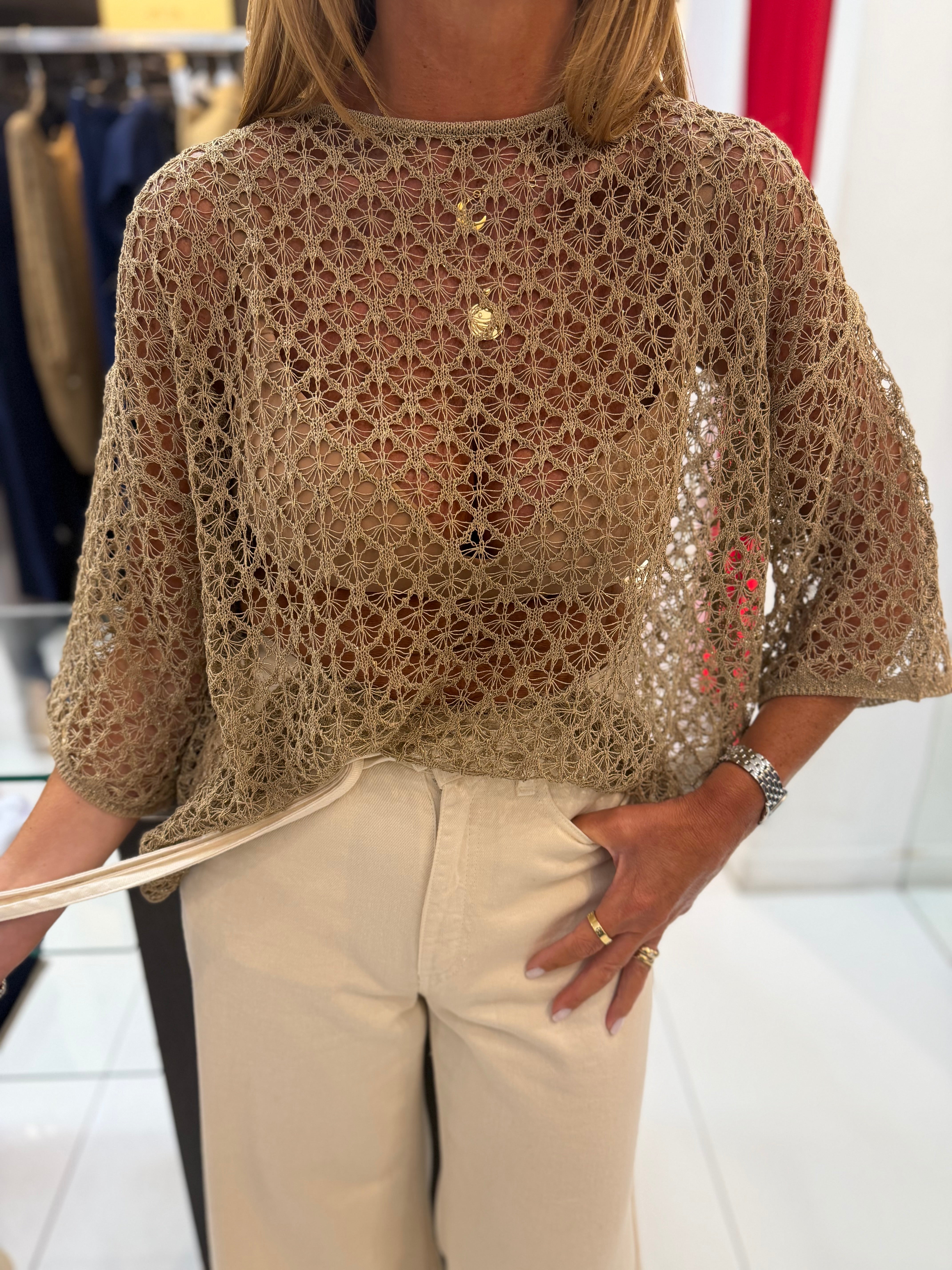 Maglia scatoletta traforata Manila Grace