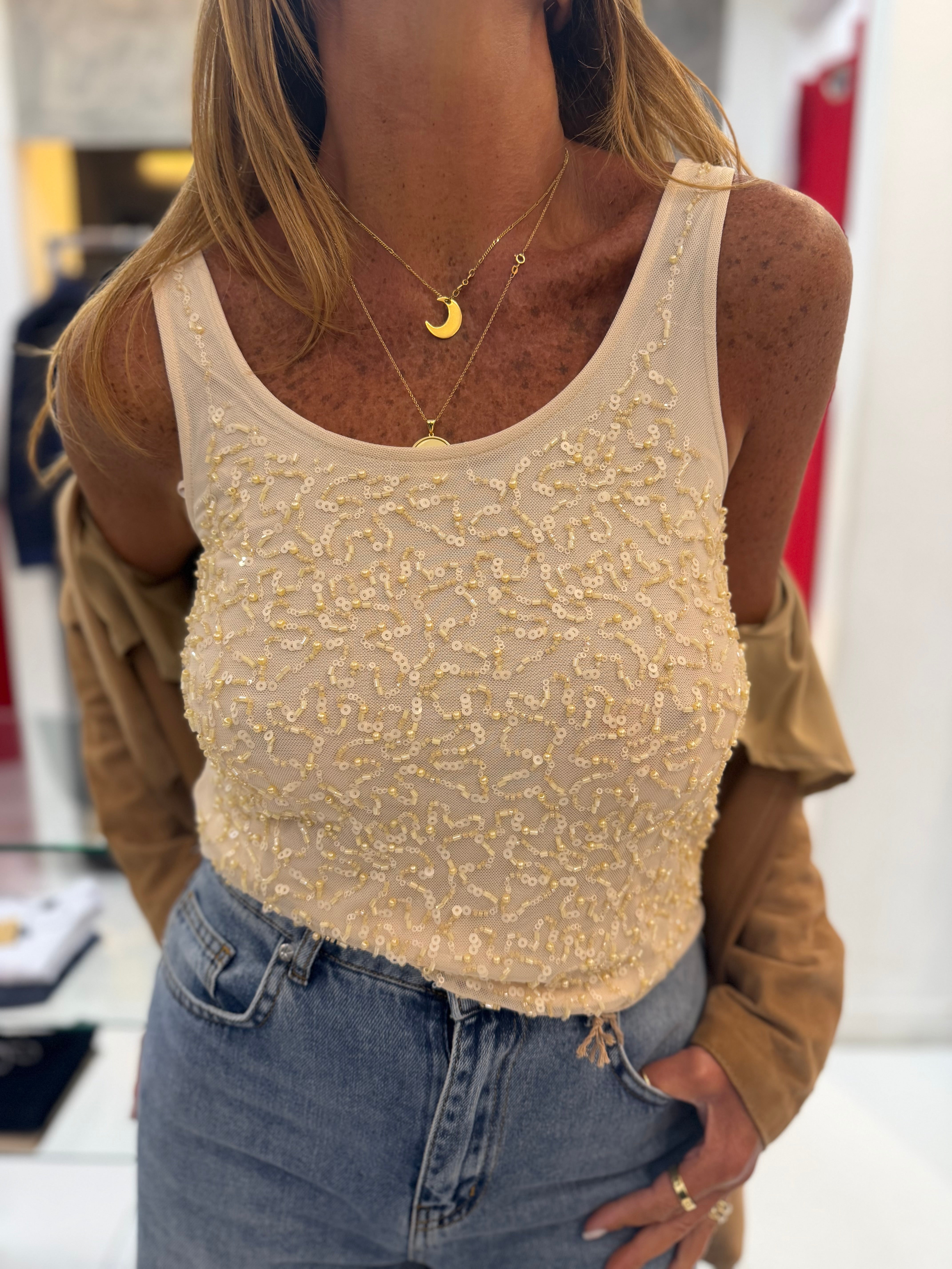 Top con dettagli paillettes Kaos Donna