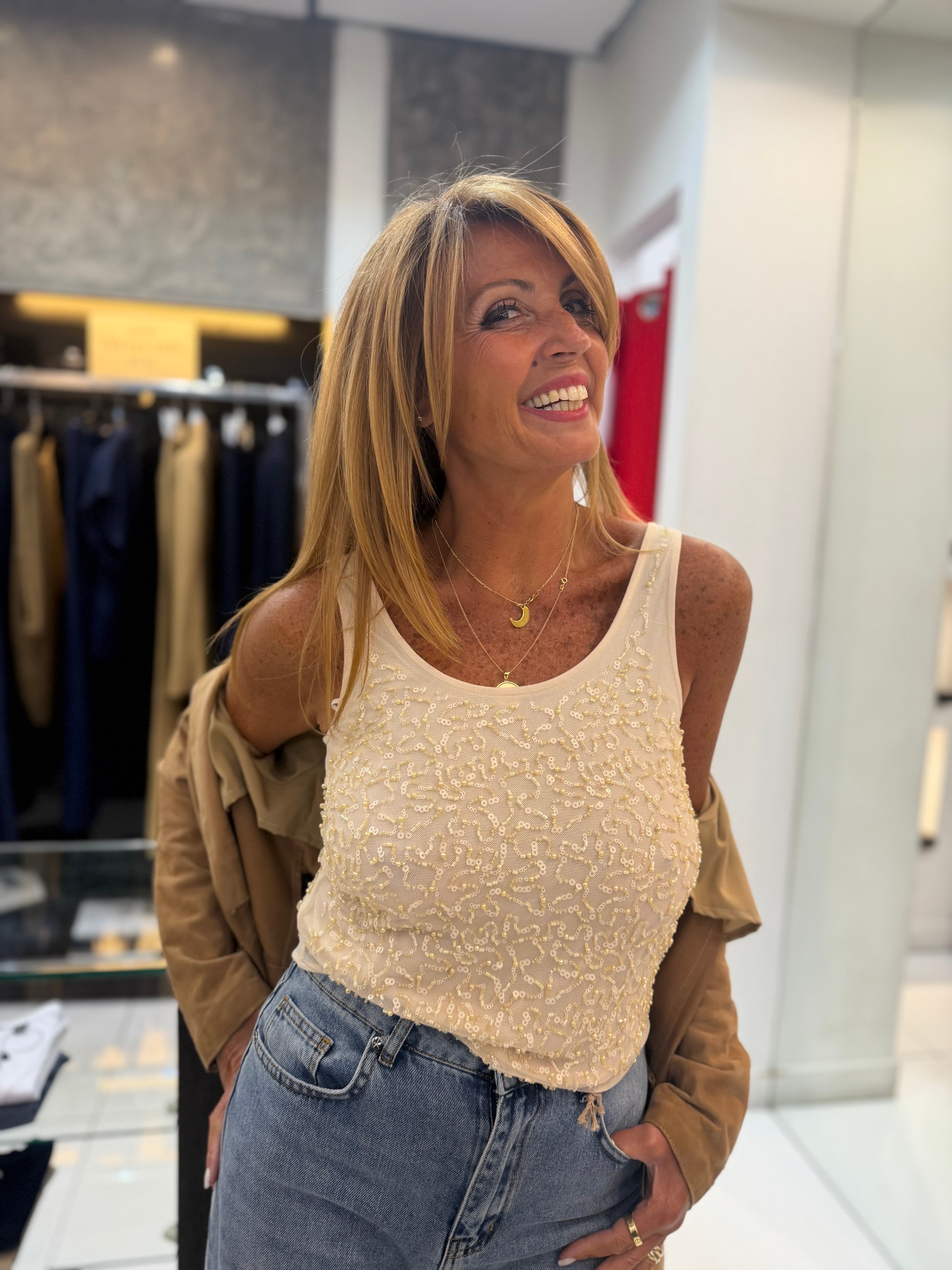 Top con dettagli paillettes Kaos Donna