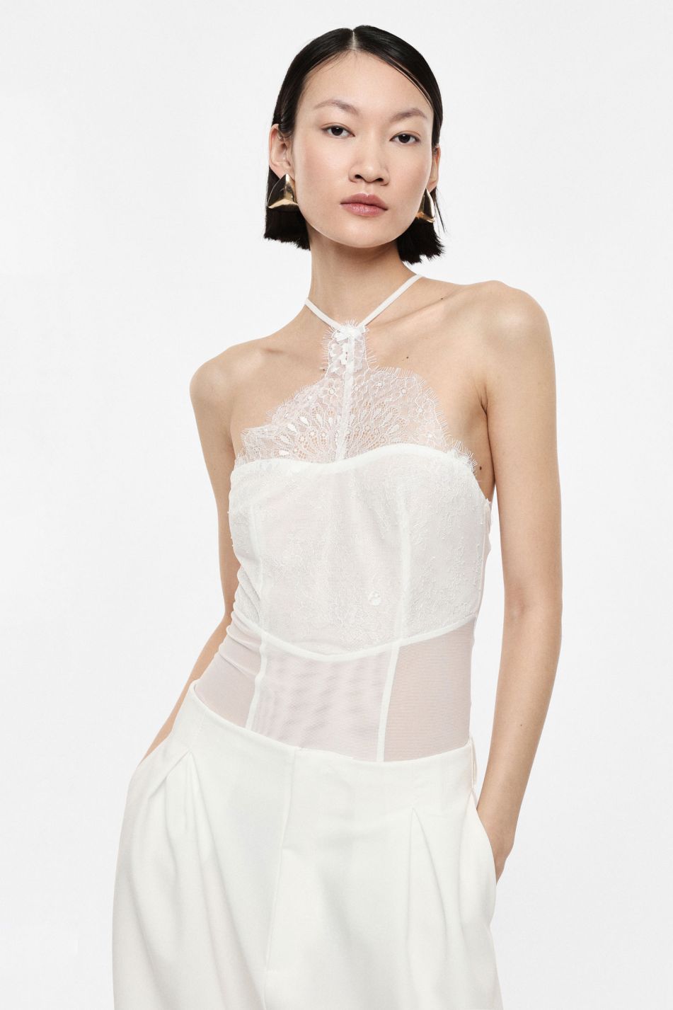 Body con spalline sottili e scollo all'americana Imperial
