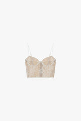 Top cropped con spalline e ricamo floreale Imperial