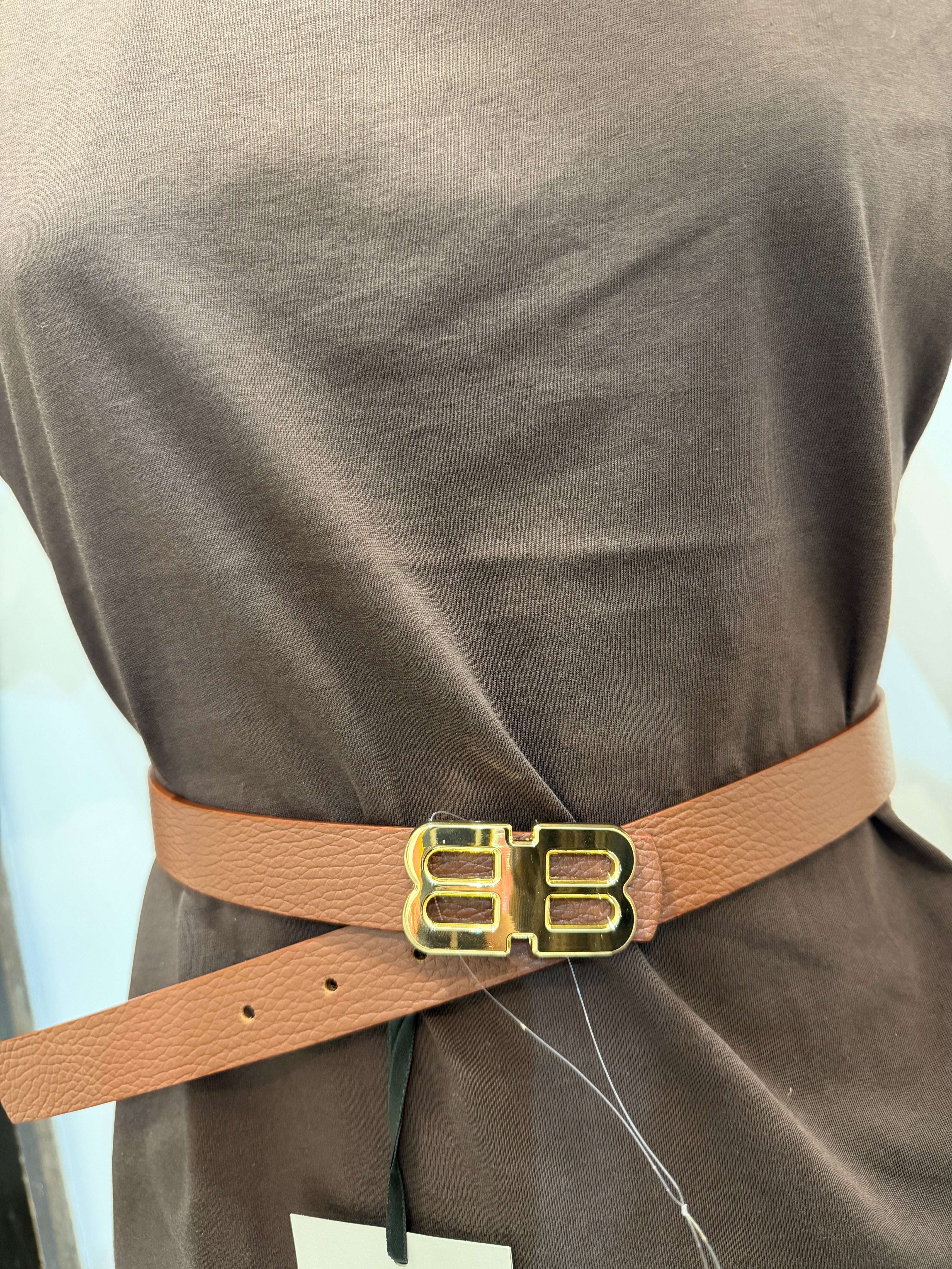 Cintura B2B in pelle con fibbia oro Emisphere