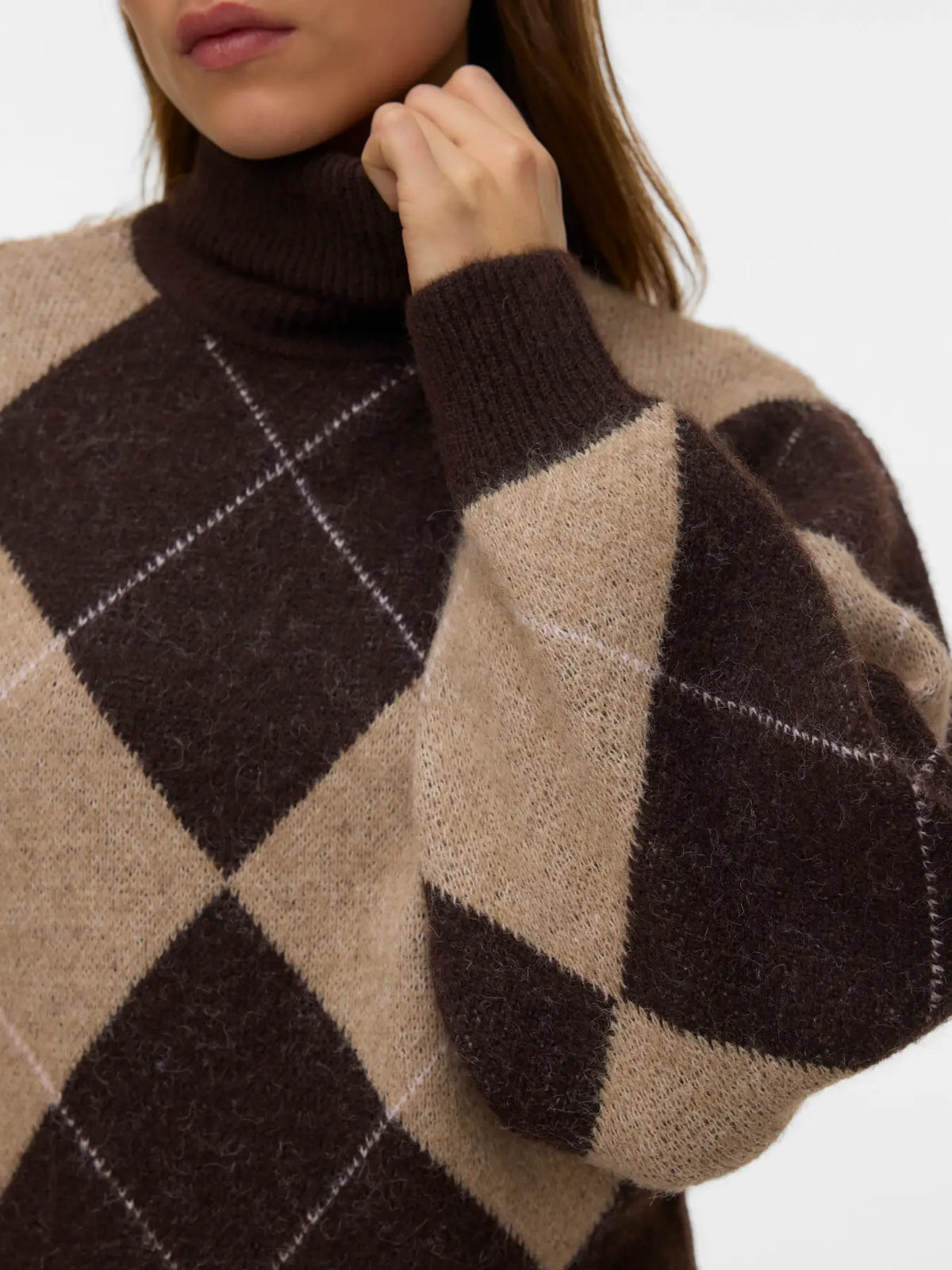 Maglia dolcevita con maniche a palloncino e dettagli jacquard vero moda