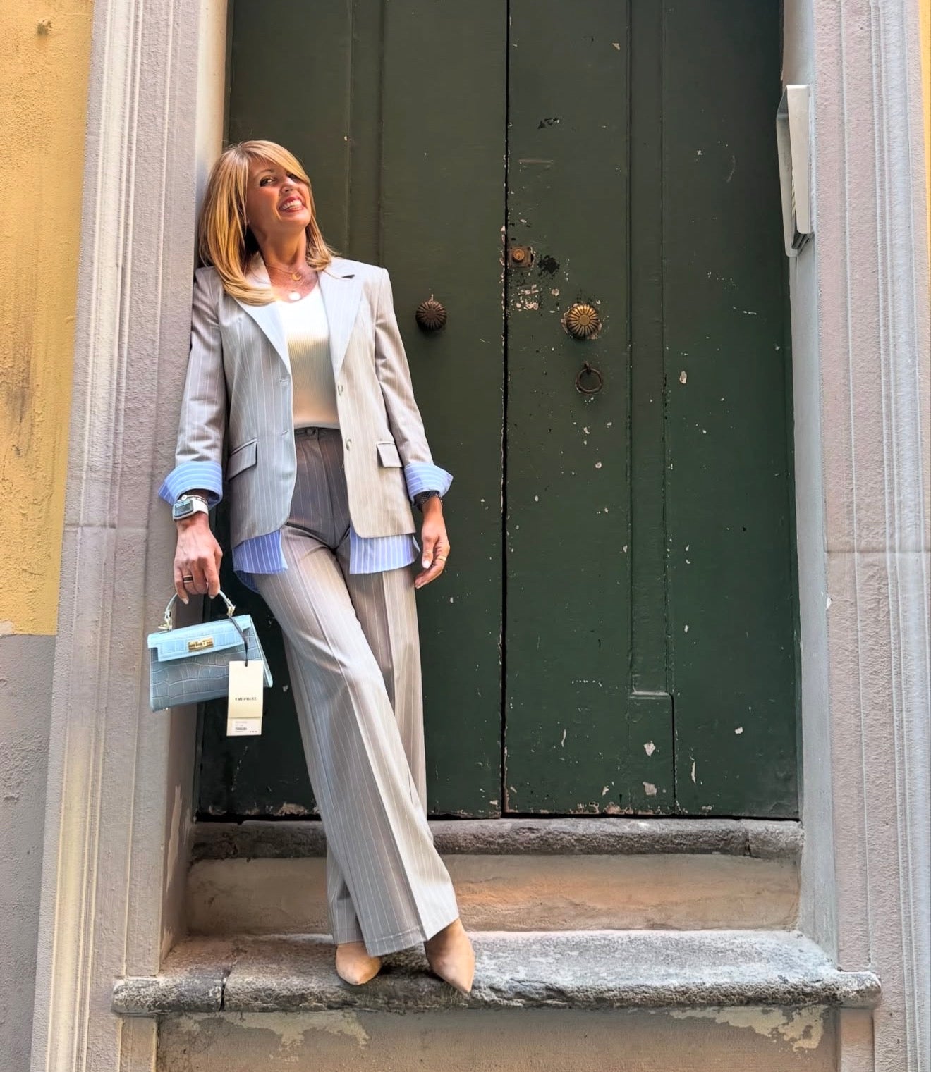 Tailleur regular fit a righe Imperial