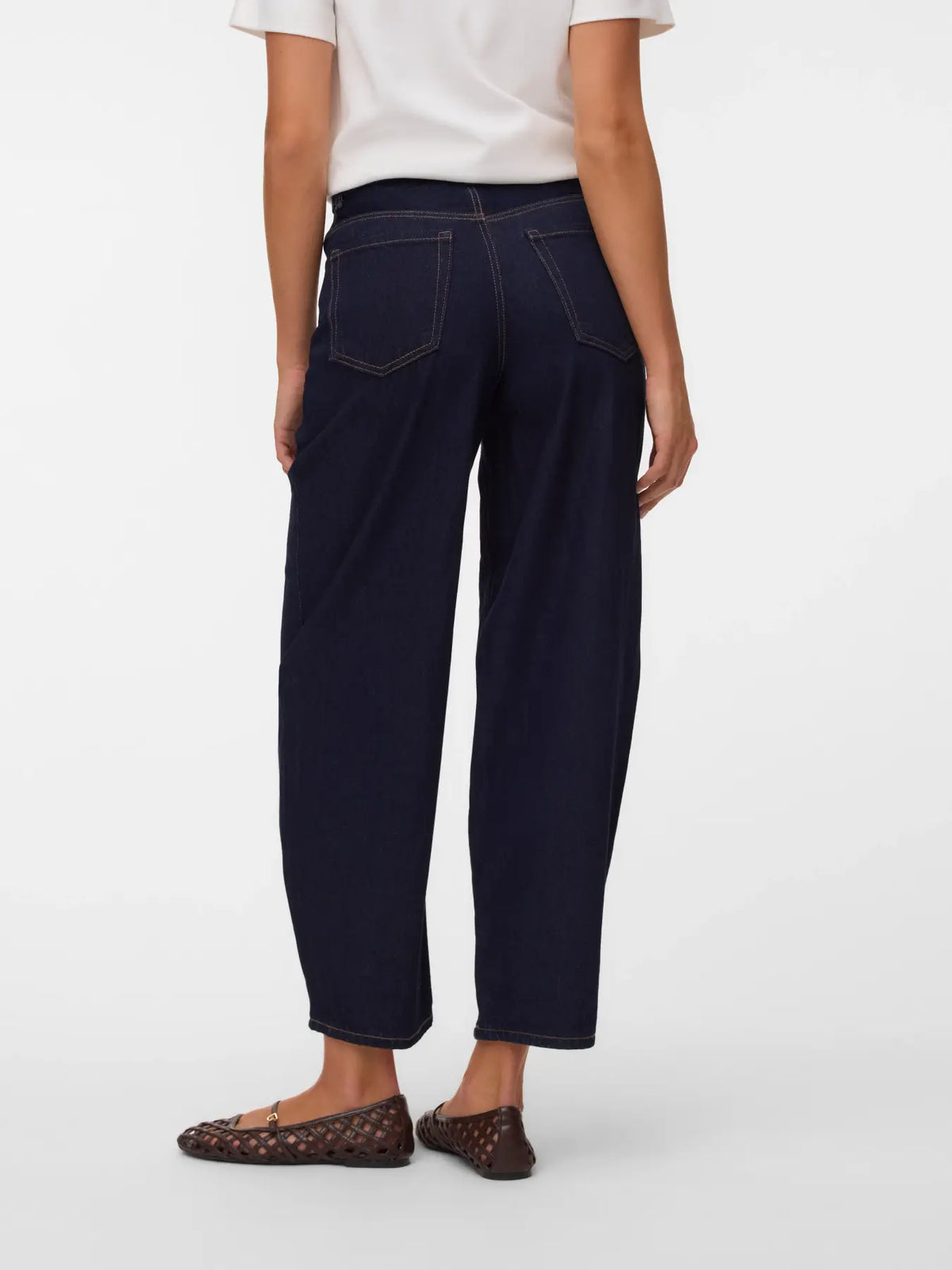 Jeans barrel a vita alta dark blue Vero Moda