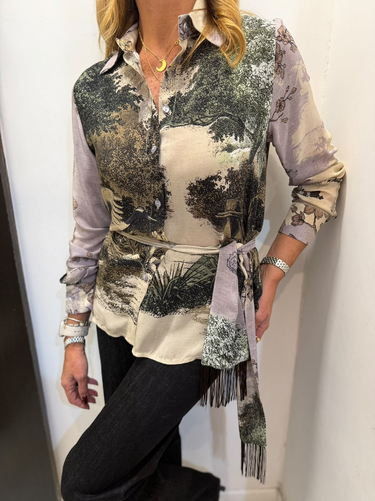 Camicia fantasia paesaggio con cravatta coordinata Imperial