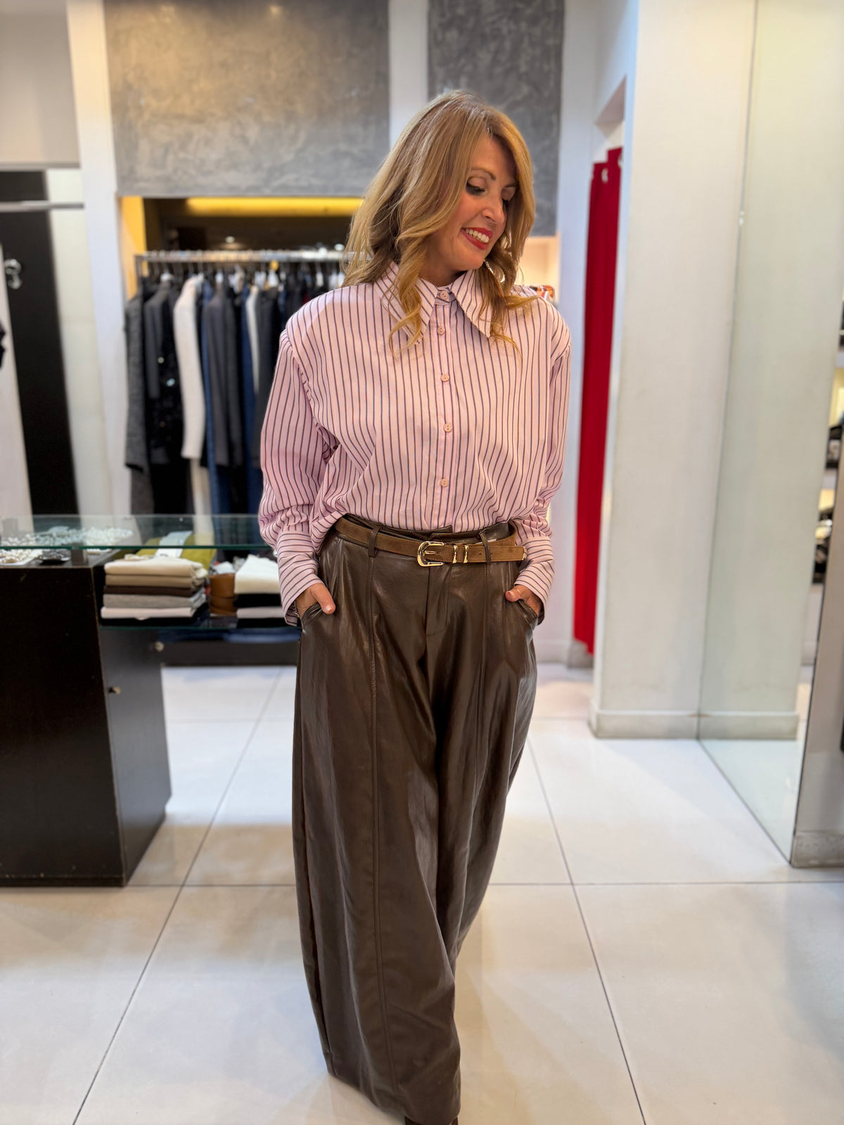 Pantalone barrel effetto pelle Emisphere