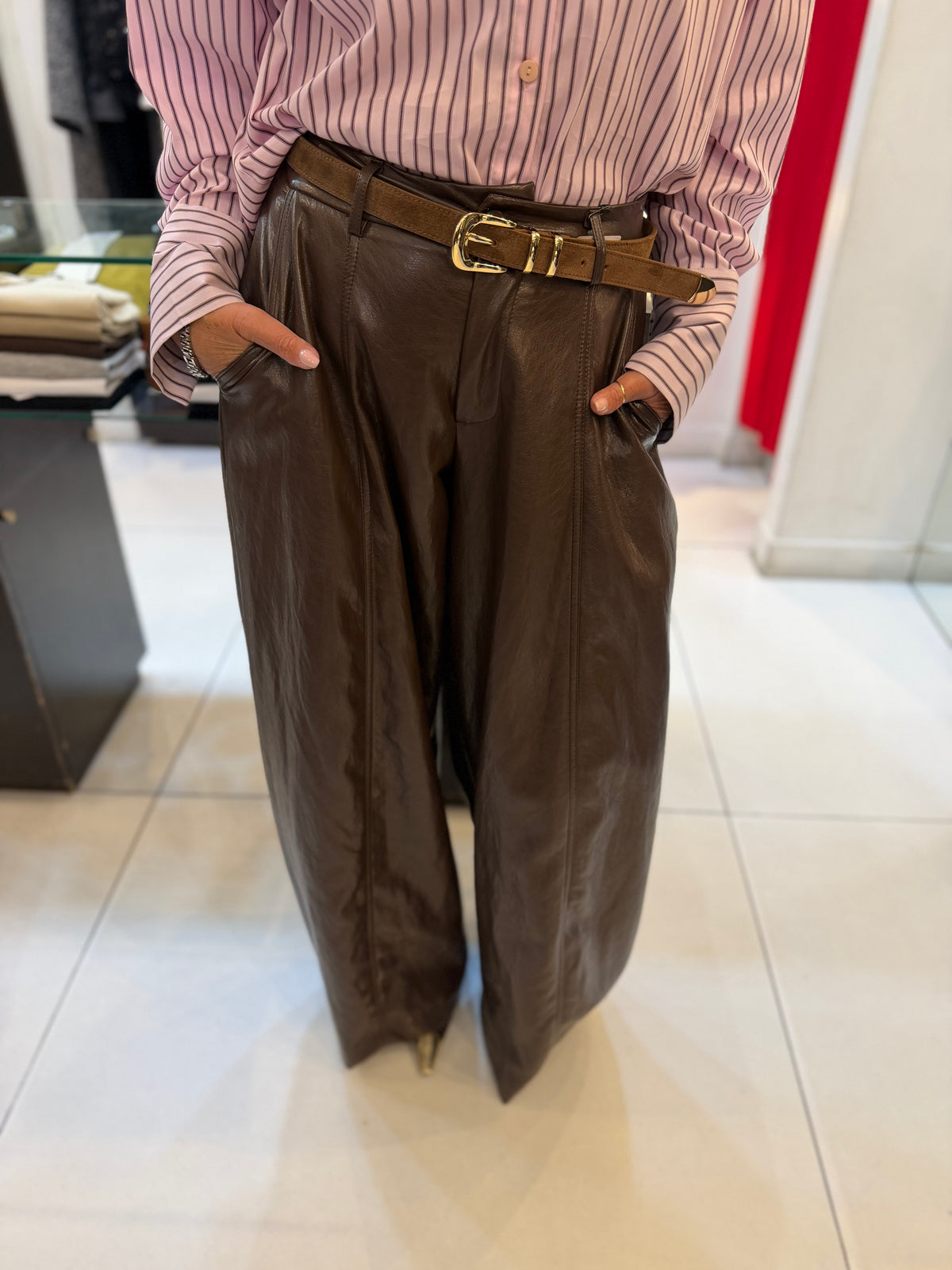 Pantalone barrel effetto pelle Emisphere