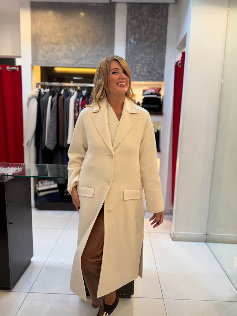 Cappotto lungo monopetto con revers Kaos Collection