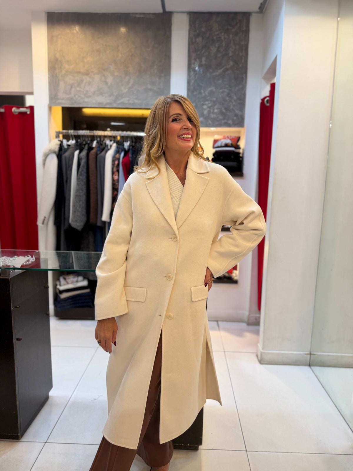 Cappotto lungo monopetto con revers Kaos Collection